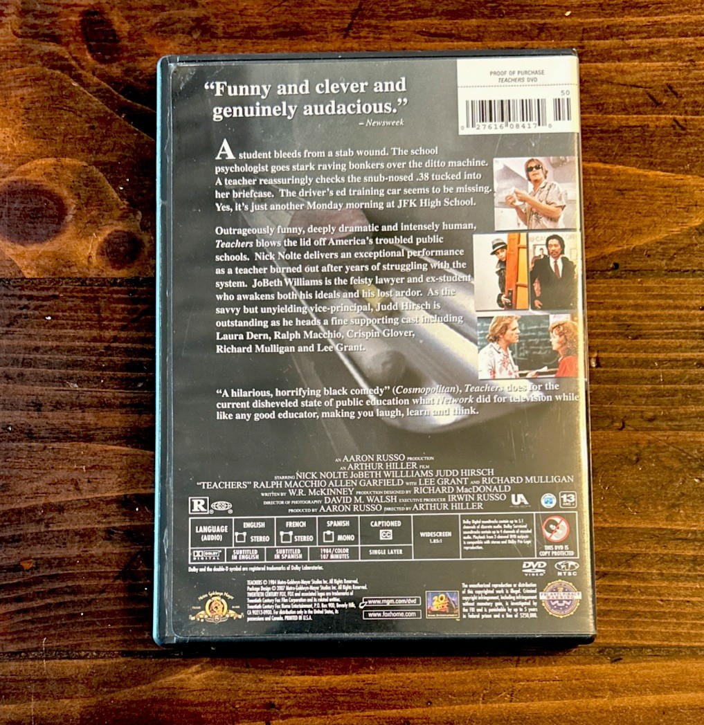 Teachers DVD 1984 80’s Cult Comedy Movie Nick Nolte Judd Hirsch Ralph Macchio