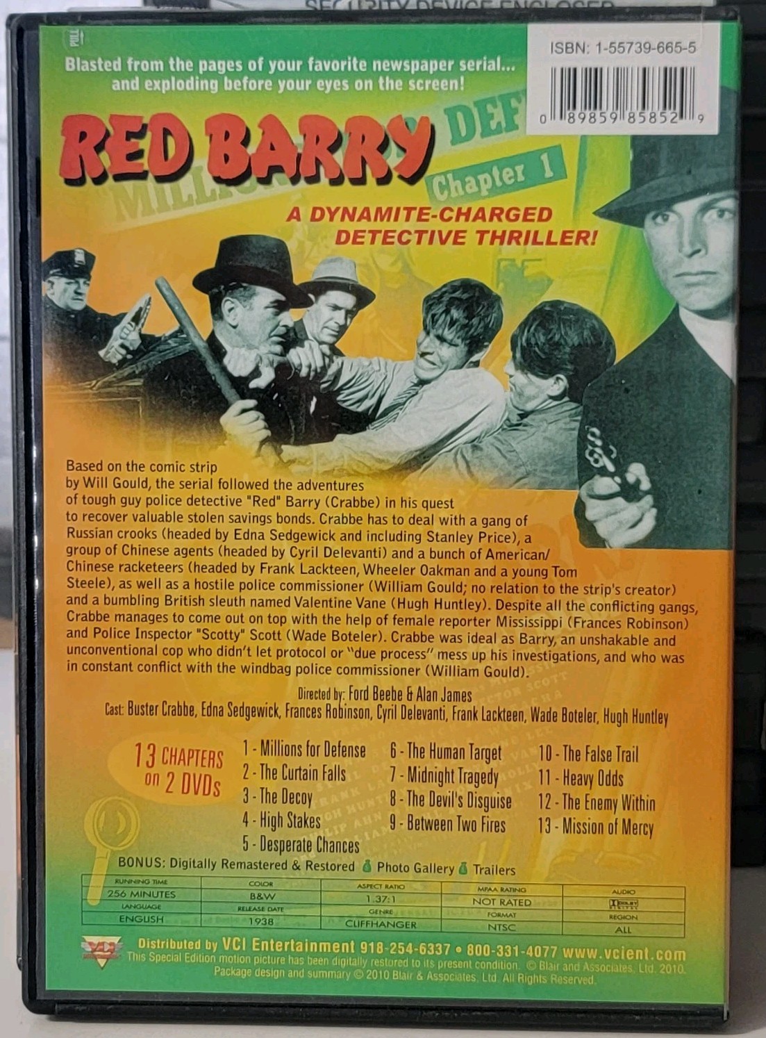 Red Barry, DVD 13 Cyclonic Hair Raising Chapters Larry Crabbe 2 Disc DVD 1938