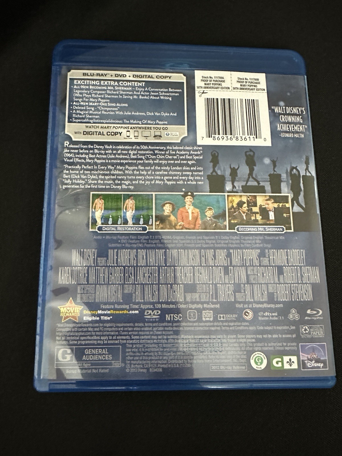 Disney Mary Poppins 50th Anniversary Blu-ray G 139 Min