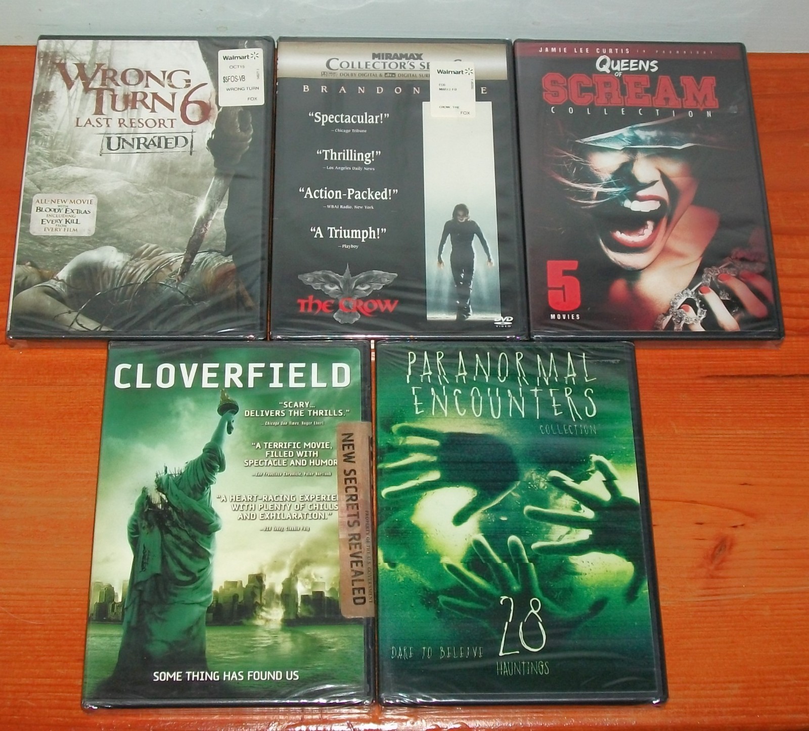 SEALED HORROR DVD LOT – THE CROW *CLOVERFIELD *PROM NIGHT *WRONG TURN and MORE!