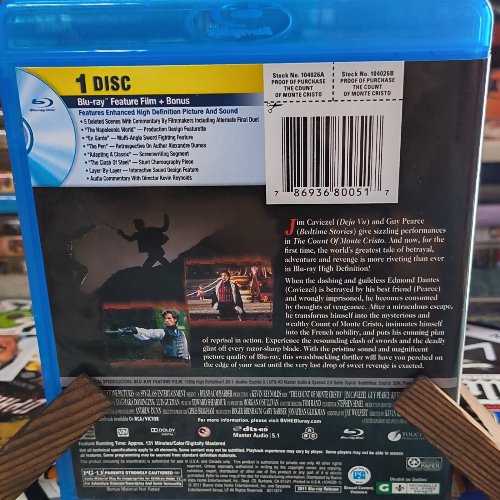 Touchstone Disney The Count of Monte Cristo Blu-ray, Jim Caviezel, Action PG-13…