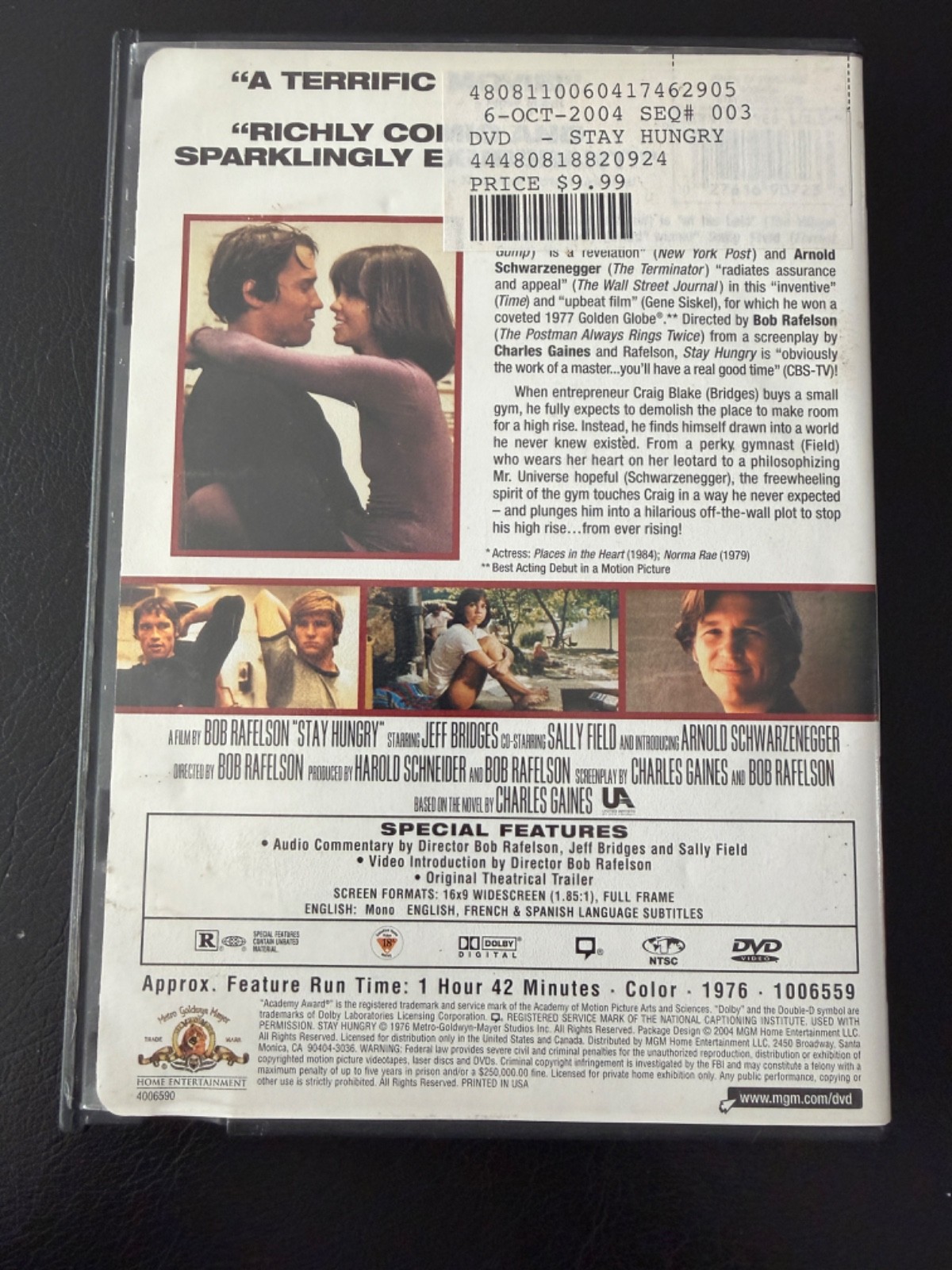 Stay Hungry (DVD) OOP Jeff Bridges Arnold Schwarzenegger Sally Field Rafelson
