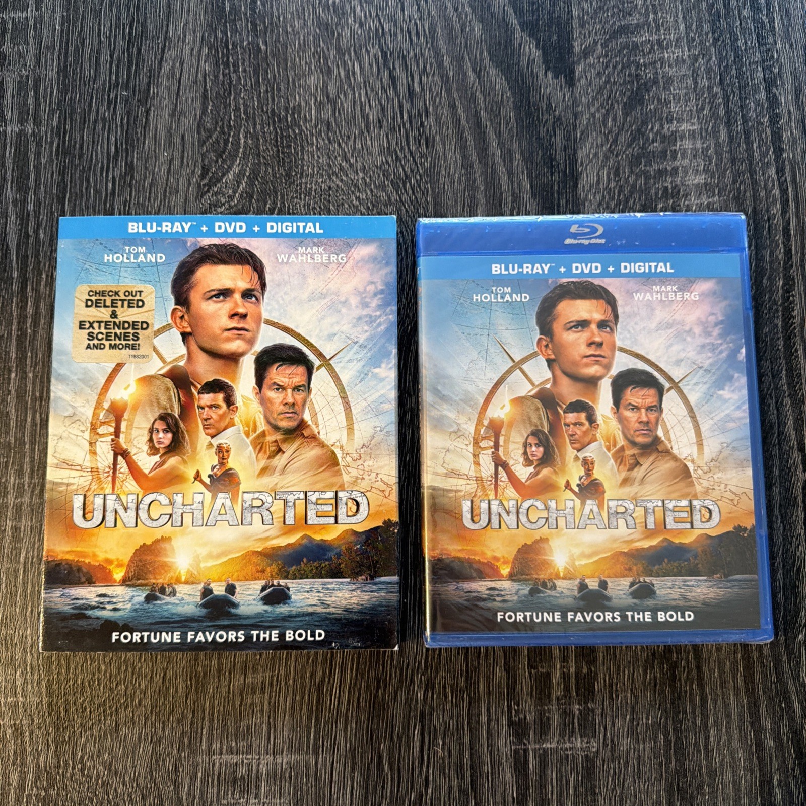 Uncharted Blu-ray, DVD, Digital, Slipcover 2022 NEW Mark Wahlberg, Tom Holland