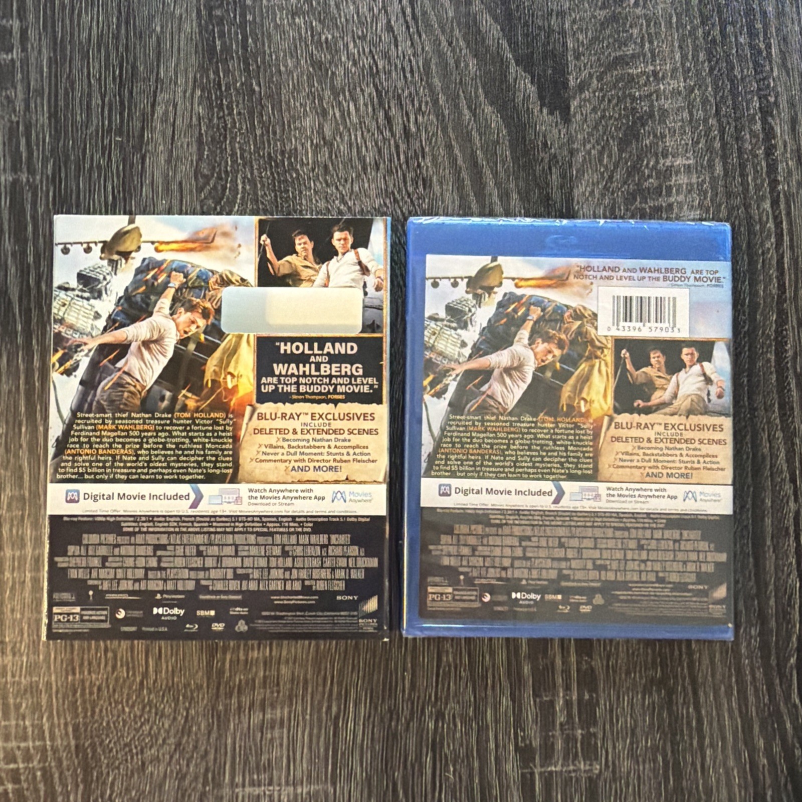 Uncharted Blu-ray, DVD, Digital, Slipcover 2022 NEW Mark Wahlberg, Tom Holland