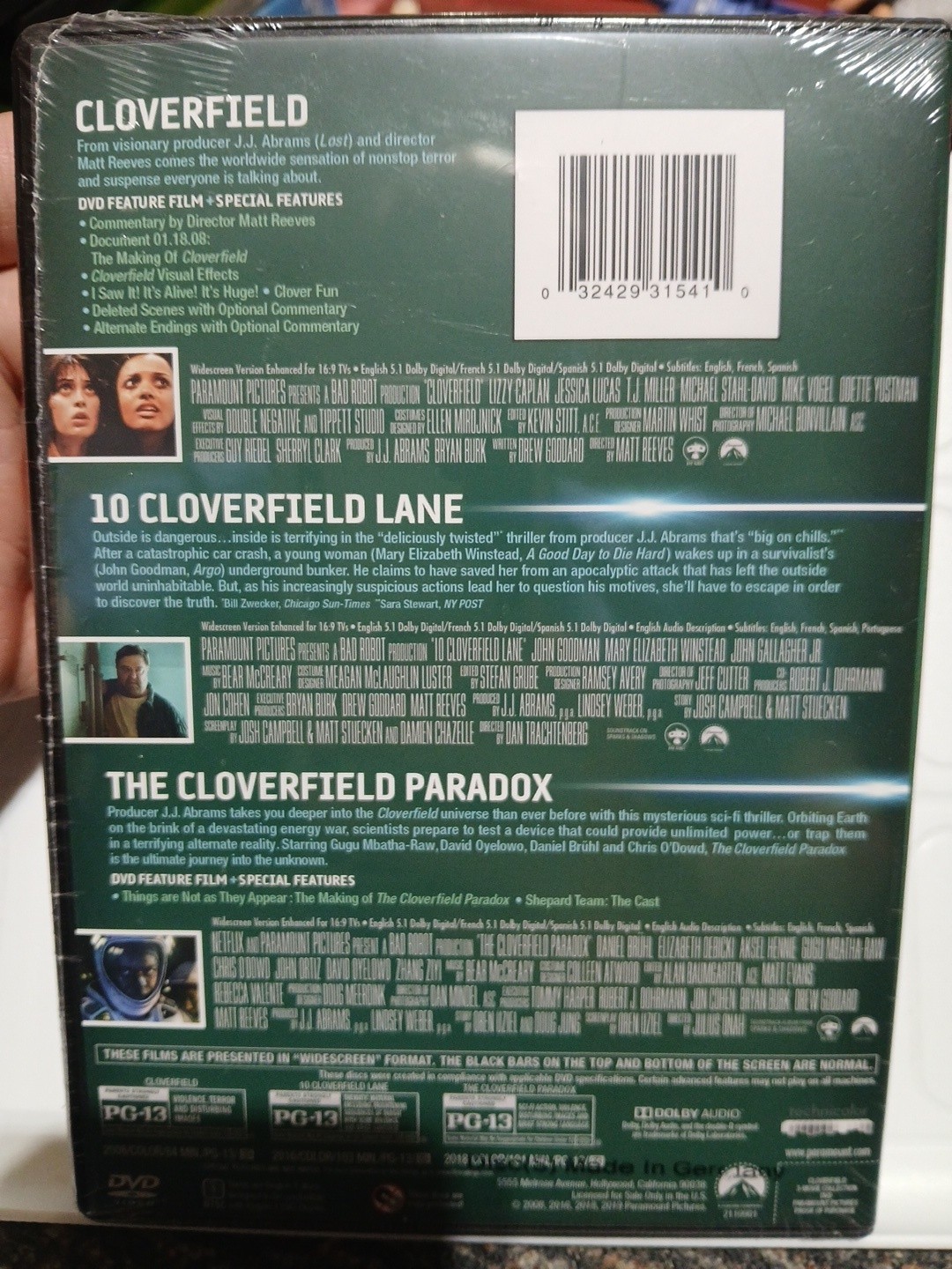 The Cloverfield 3-Movie Collection (DVD) 10 Cloverfield Lane Cloverfield Paradox