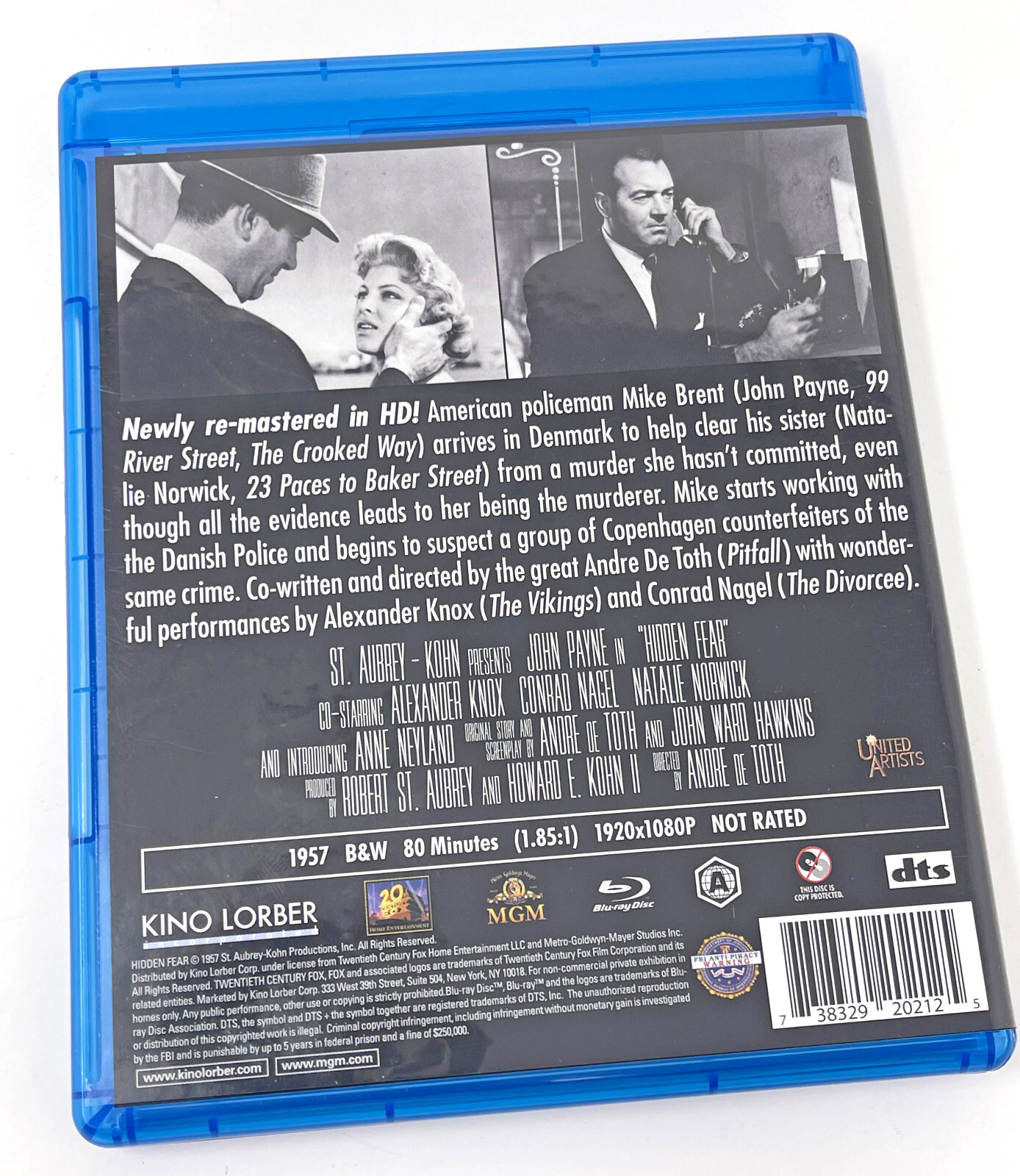 Hidden Fear 1957 Blu Ray Kino Lorber NTSC USA Region A Used Works B&W 1.85:1