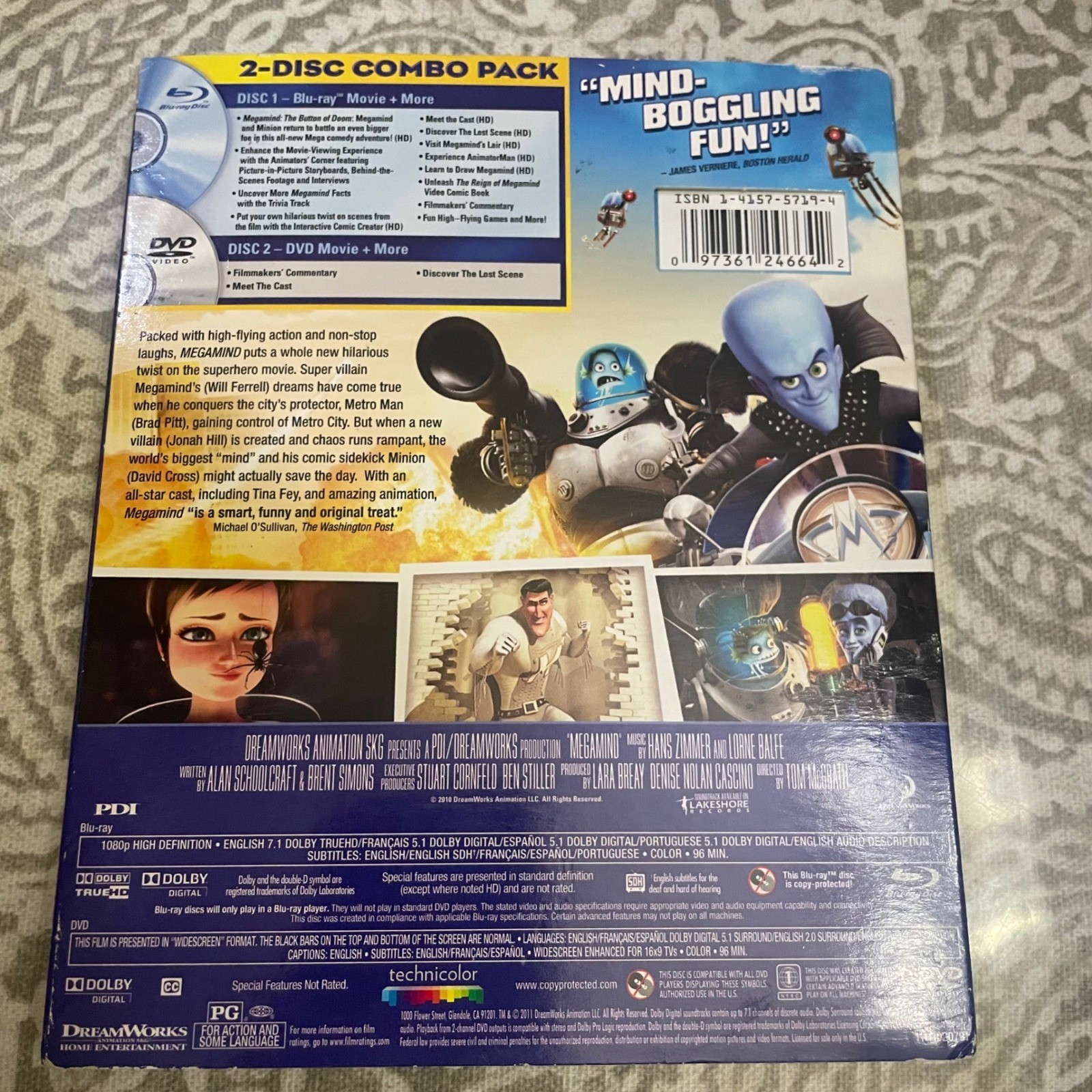 Megamind Mega Double Pack Blu-ray DVD 2-Disc Combo DreamWorks Button of Doom