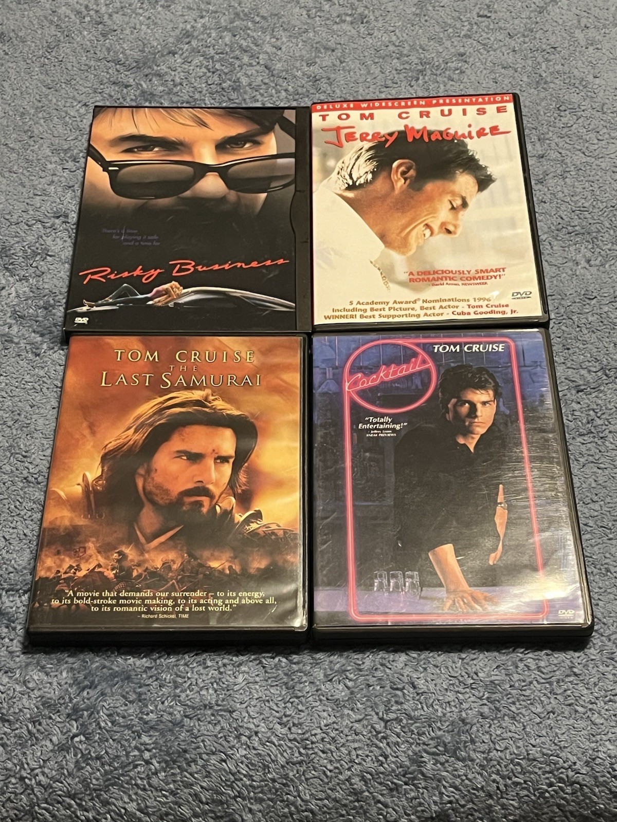 Tom Cruise DVDs Lot Of 4 Cocktail Last Samurai Risky Business Jerry Maguire
