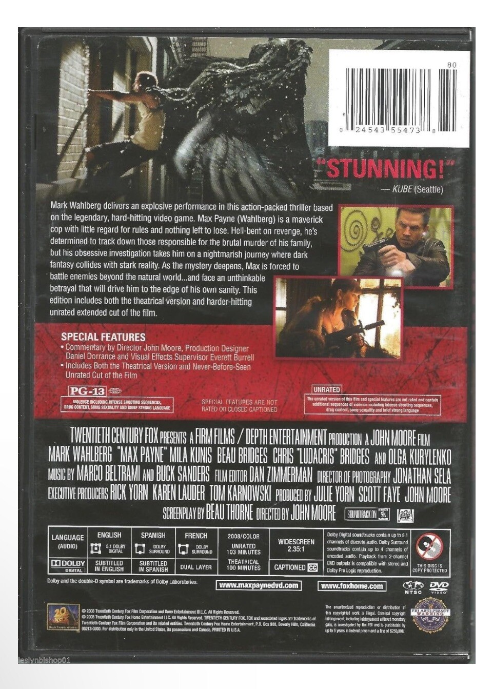 Max Payne with Mark Wahlberg (DVD Movie 2008) PG-13 103 min – Sealed