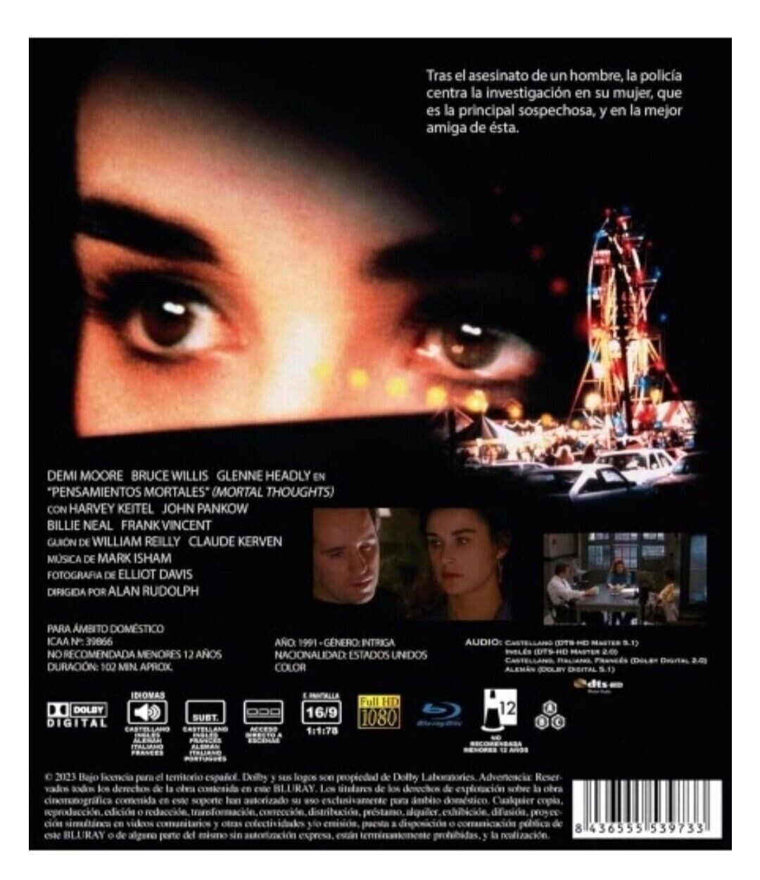 Mortal Thoughts (1991) Demi Moore Blu-Ray NEW (Please Read Item Description)