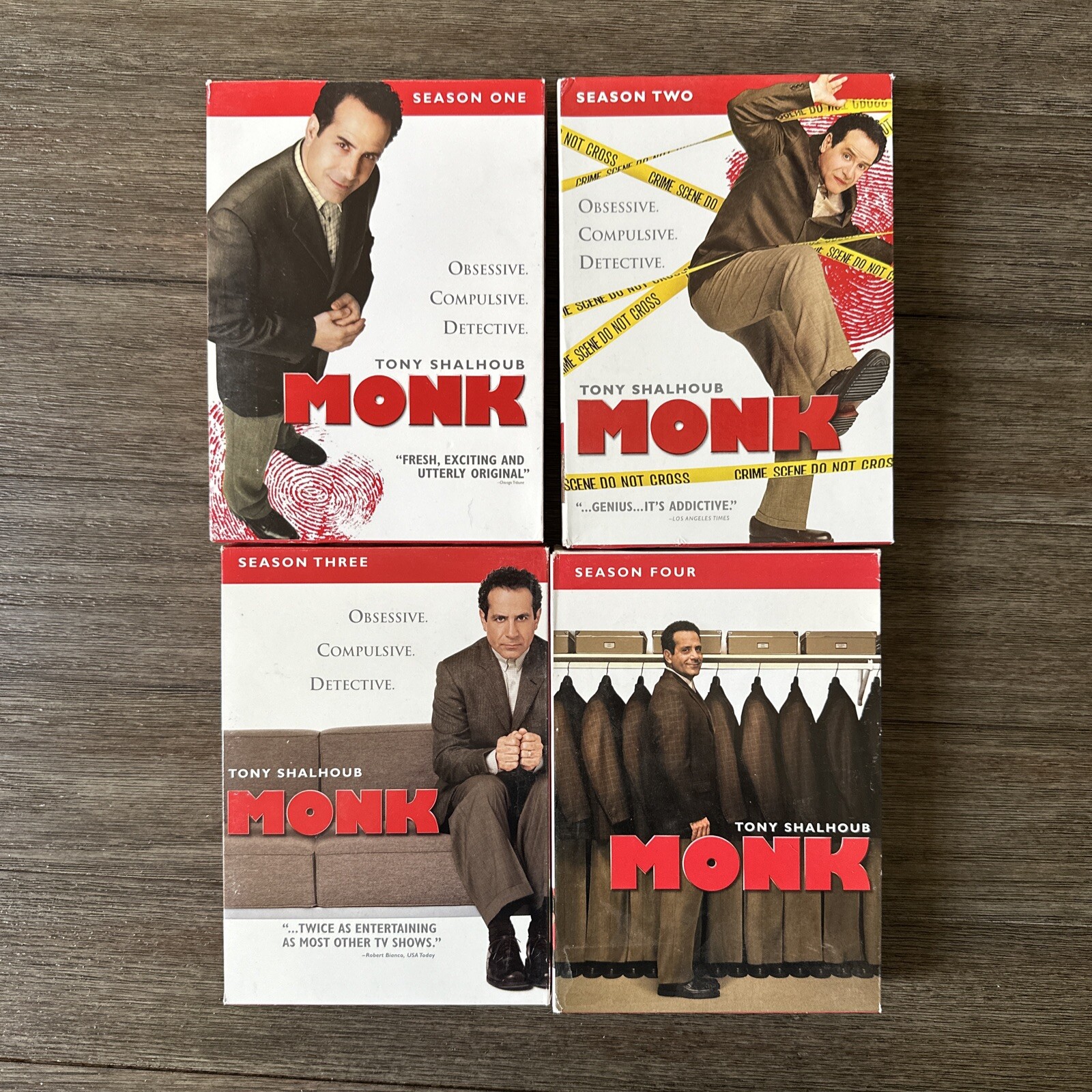 Monk – Season 1 2 3 4 (3-DVD Disc Sets) Tony Shalhoub Very Good Set 11 Hrs 45min