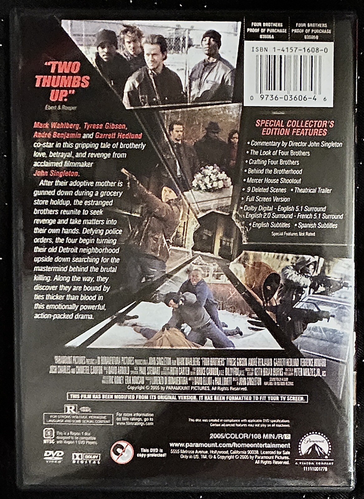 Four Brothers with Mark Wahlberg (DVD Movie 2005) 108 min Rated R