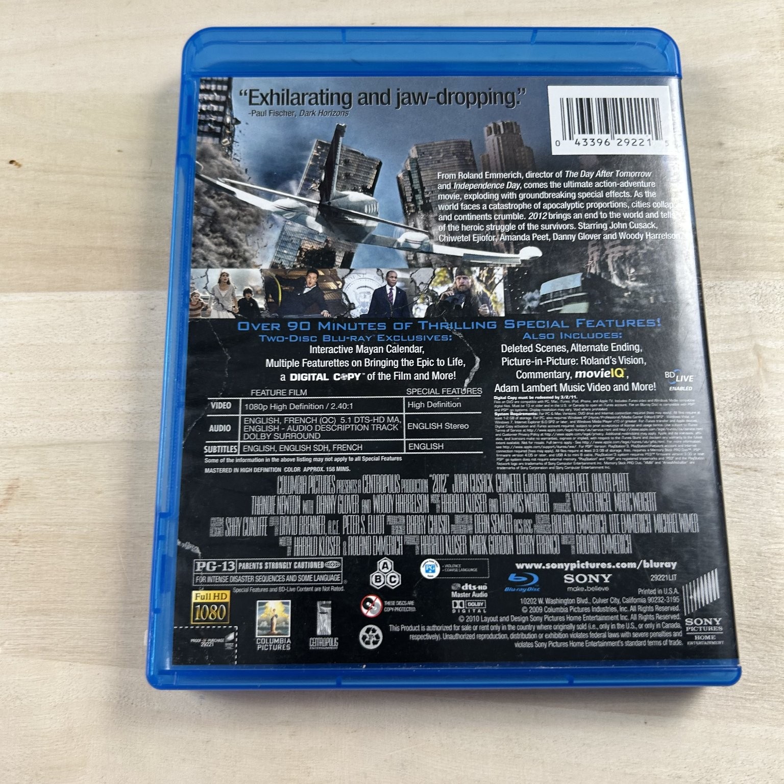 2012 Blu-ray 2009 Two-Disc Special Edition Roland Emmerich John Cusack
