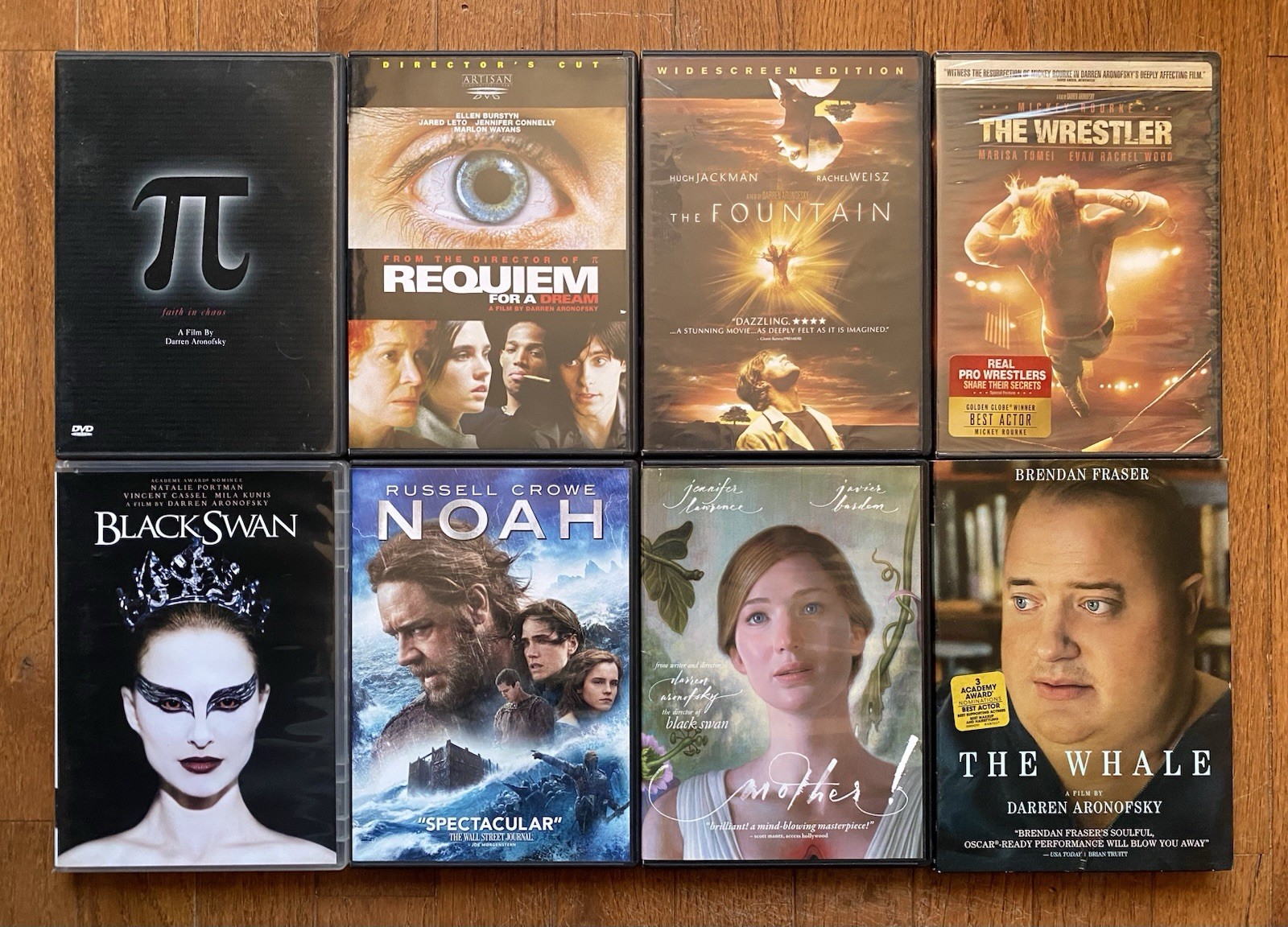 DARREN ARONOFSKY DVD LOT of 8! THE WHALE / BLACK SWAN / THE WRESTLER / NOAH / π