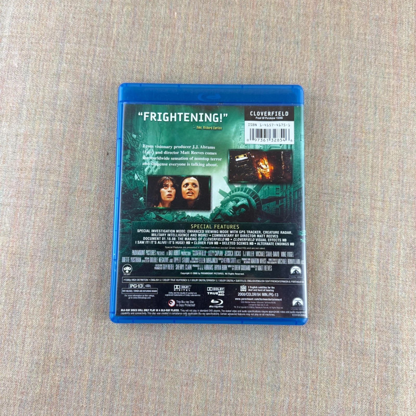 Cloverfield Blu-ray (2008) Monster Thriller J.J. Abrams Matt Reeves HD