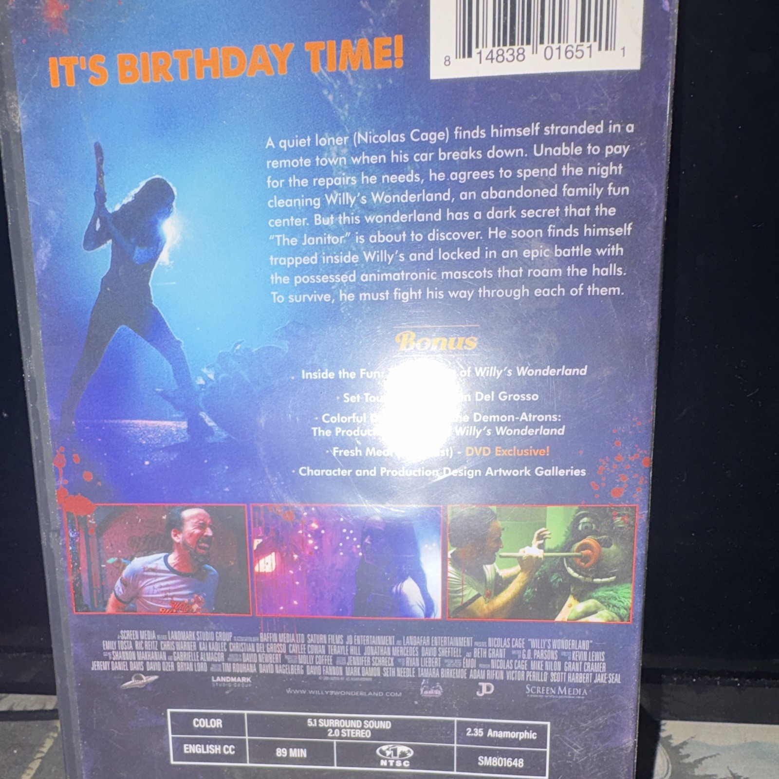 Willy’s Wonderland DVD Nicolas Cage Screen Media NTSC 89 Min English