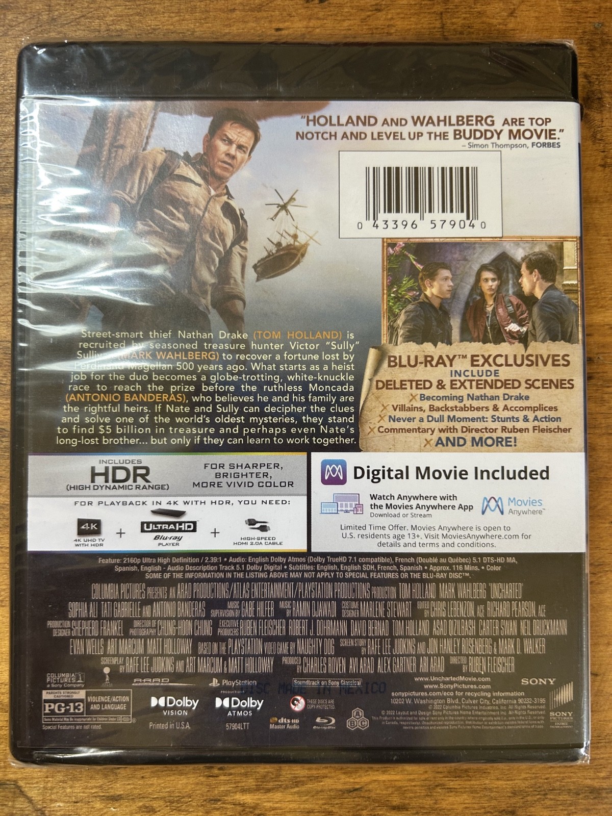 Uncharted (4K Ultra HD + BLU-RAY + DIGITAL) BRAND NEW SEALED – NO SLIP CVR