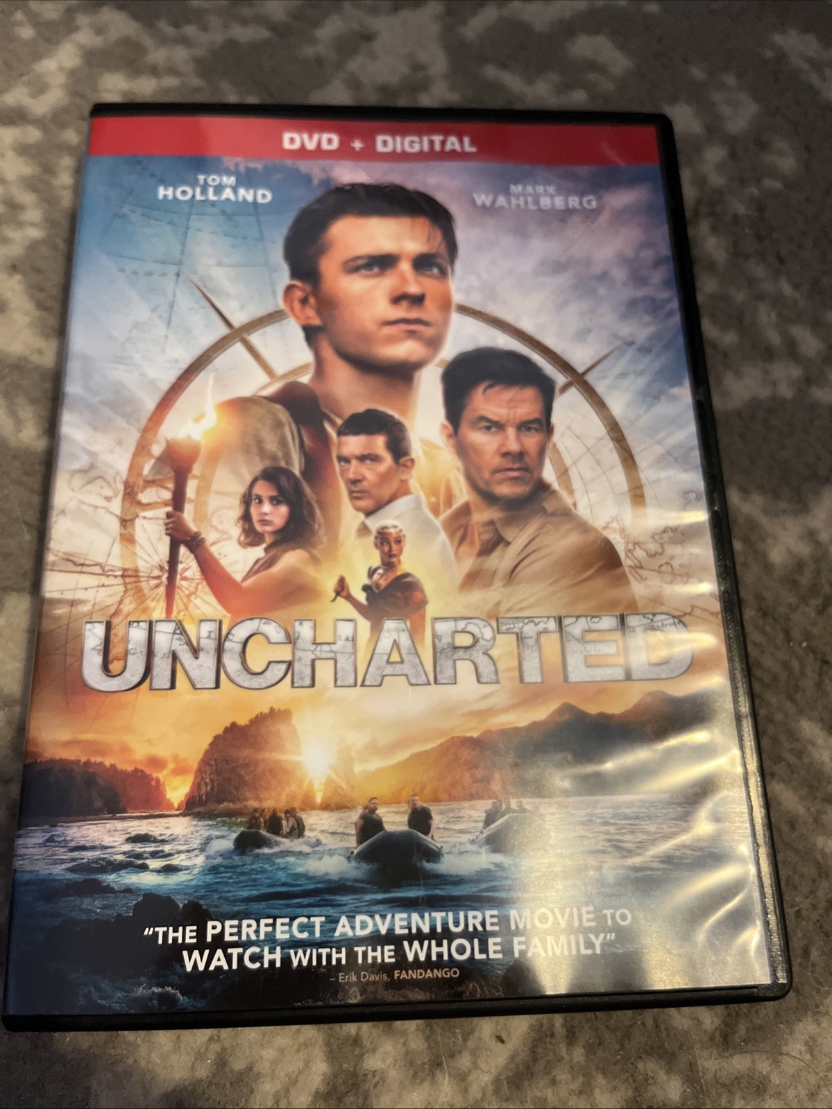 Uncharted (DVD, 2022) Tom Holland Mark Wahlberg Antonio Banderas Adventure Flick