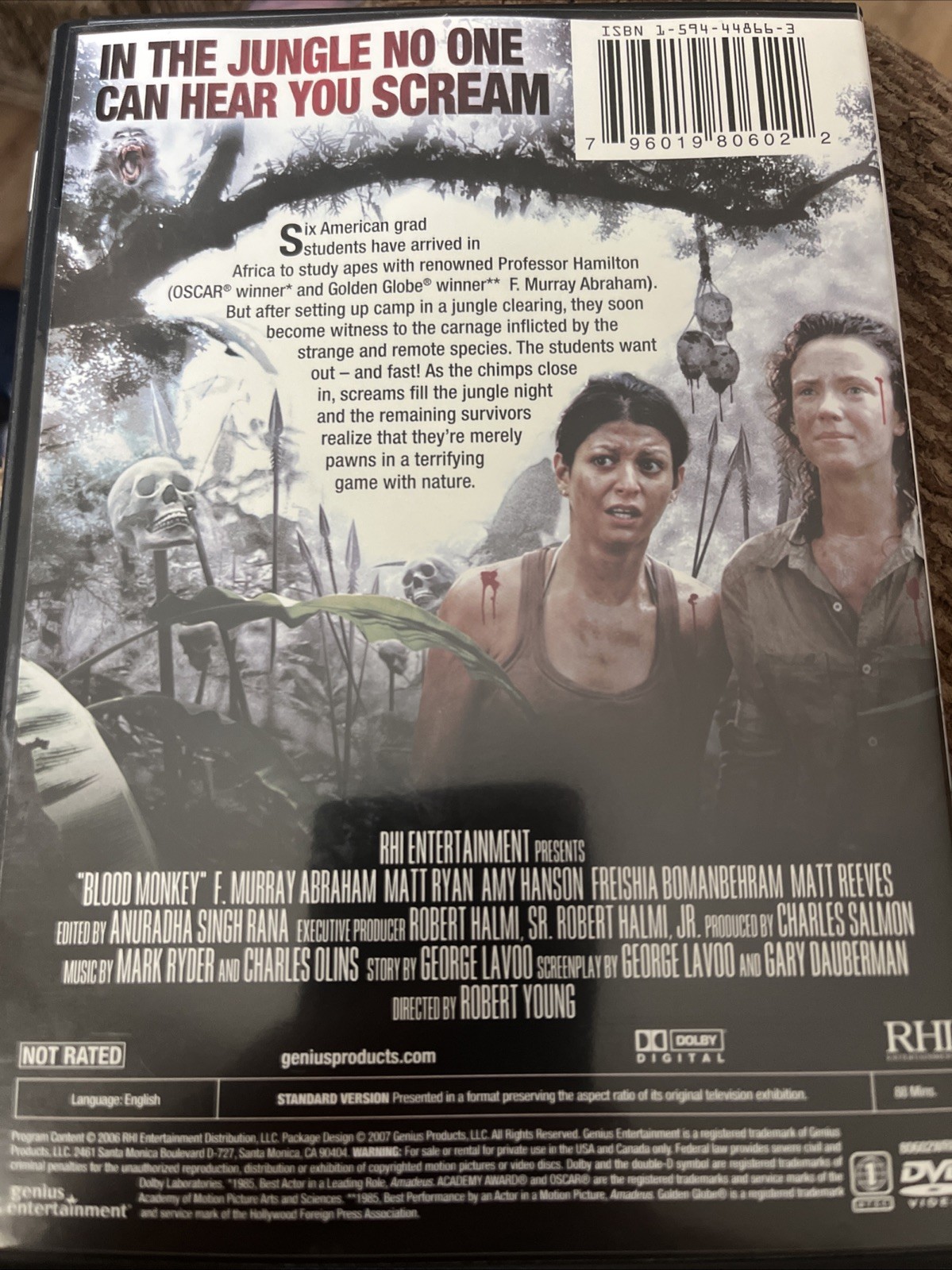 Blood Monkey (DVD) F. Murray Abraham, Matt Reeves, Matt Ryan, with Insert