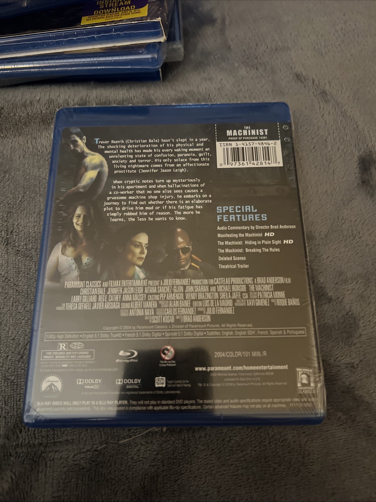 The Machinist Blu-Ray 2009 Christian Bale Jennifer Jason Leigh Brand New OOP
