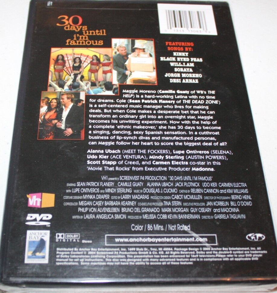 30 Days Until I’m Famous (DVD) Sean Patrick Flanery, We Combine Shipping *NEW*
