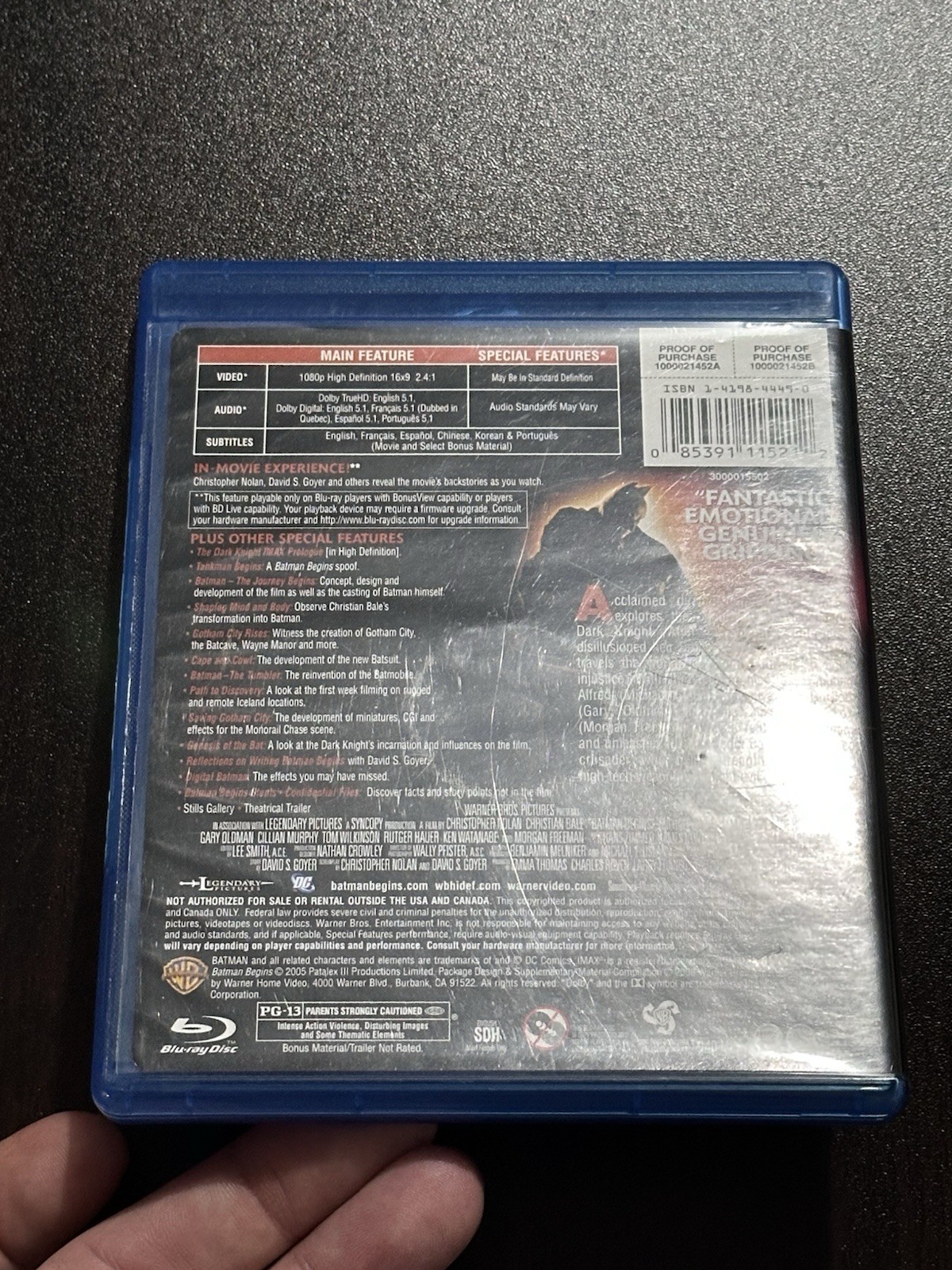 Batman Begins (Blu-ray, 2008) Christian Bale – Tested & Working – READ