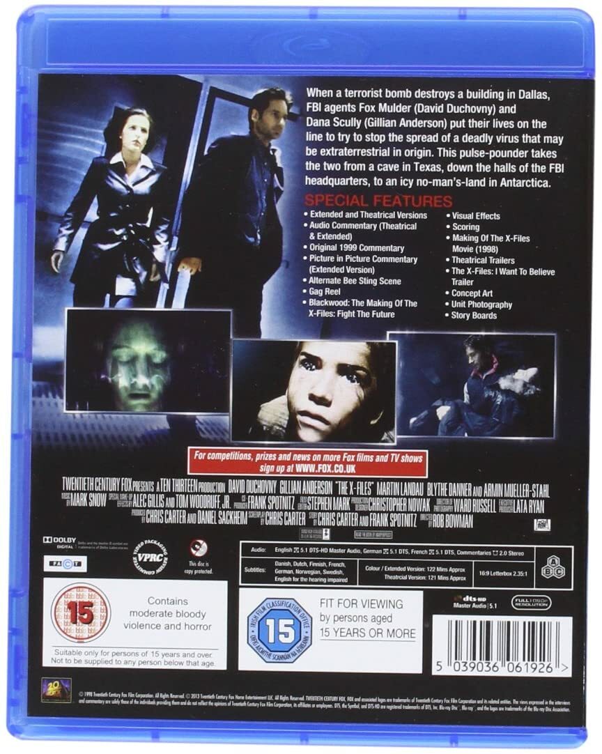 The X-Files Movie Fight the Future (1998) Blu-Ray BRAND NEW Free Ship