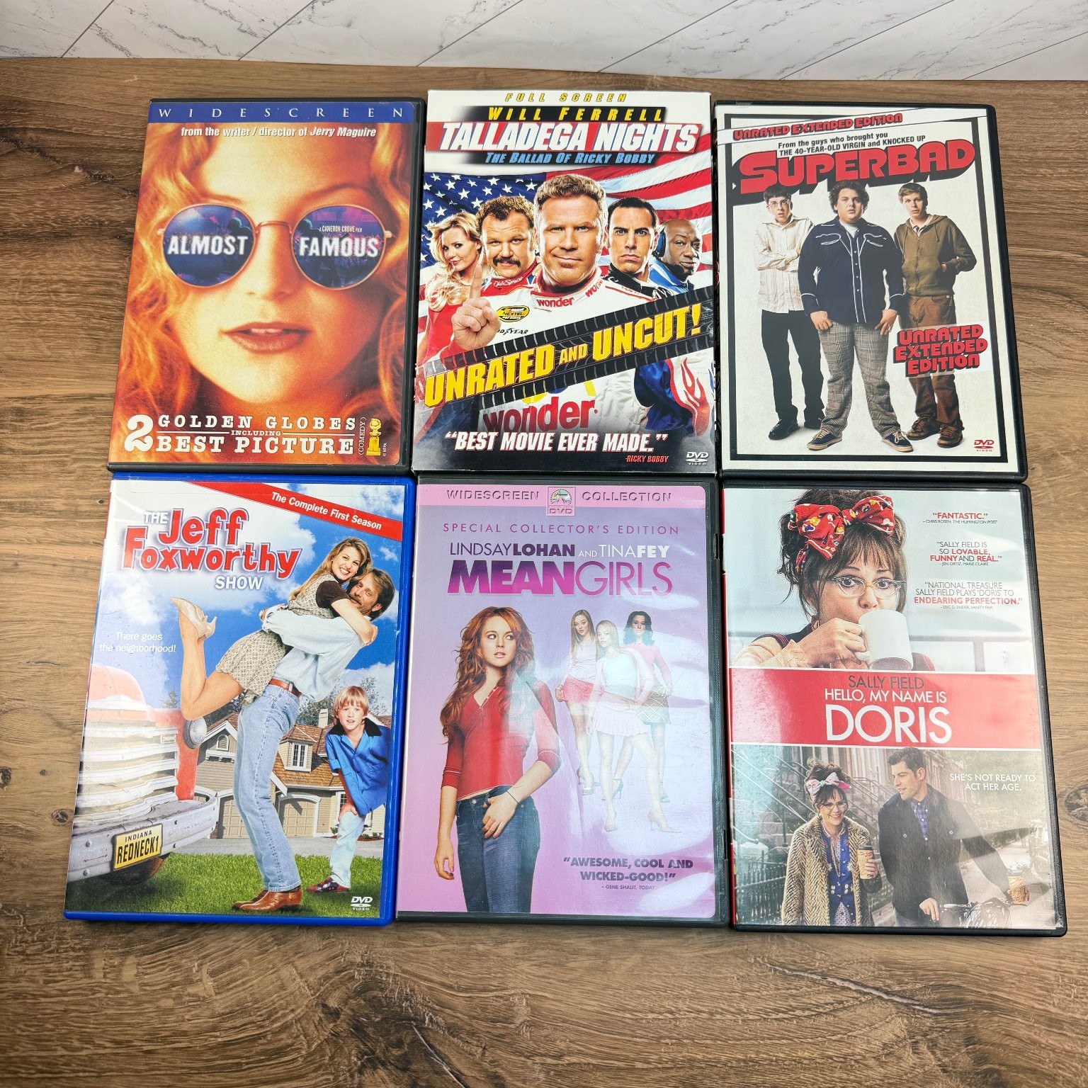 Lot of 6 Comedy DVDs Almost Famous Talladega Nights Superbad Mean Girls & More!