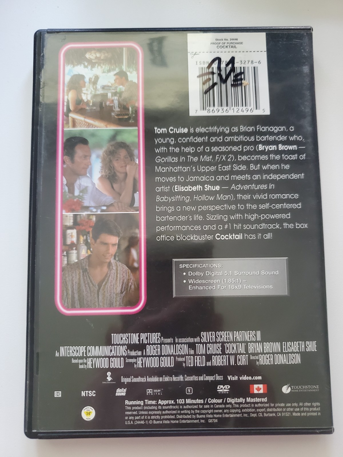 Cocktail DVD Touchstone Pictures Widescreen