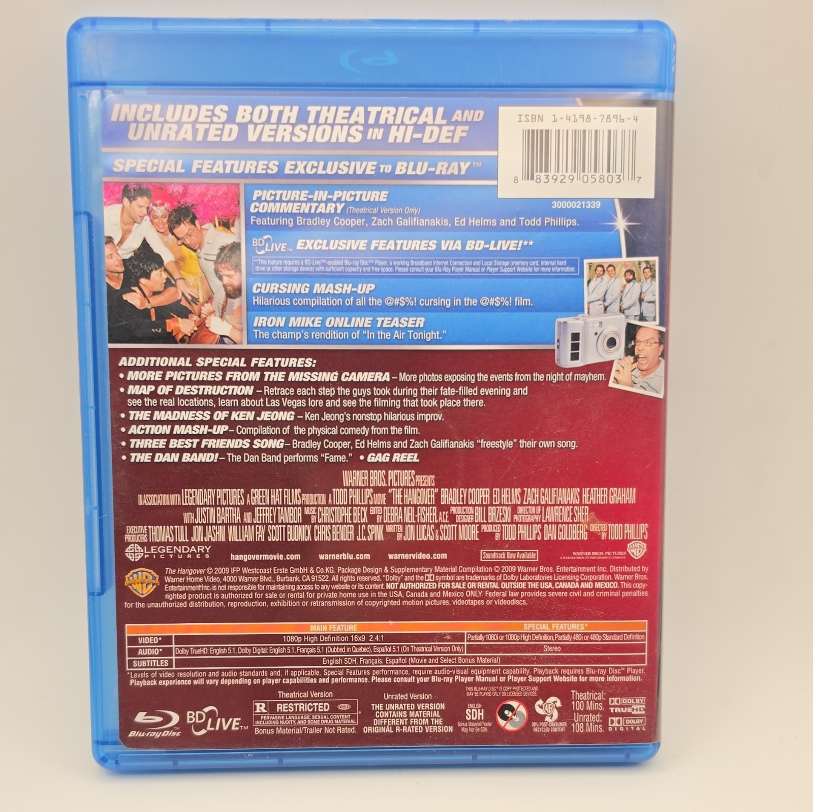 Warner Bros. The Hangover Unrated Blu-ray R 2009 Widescreen Cooper 108 min