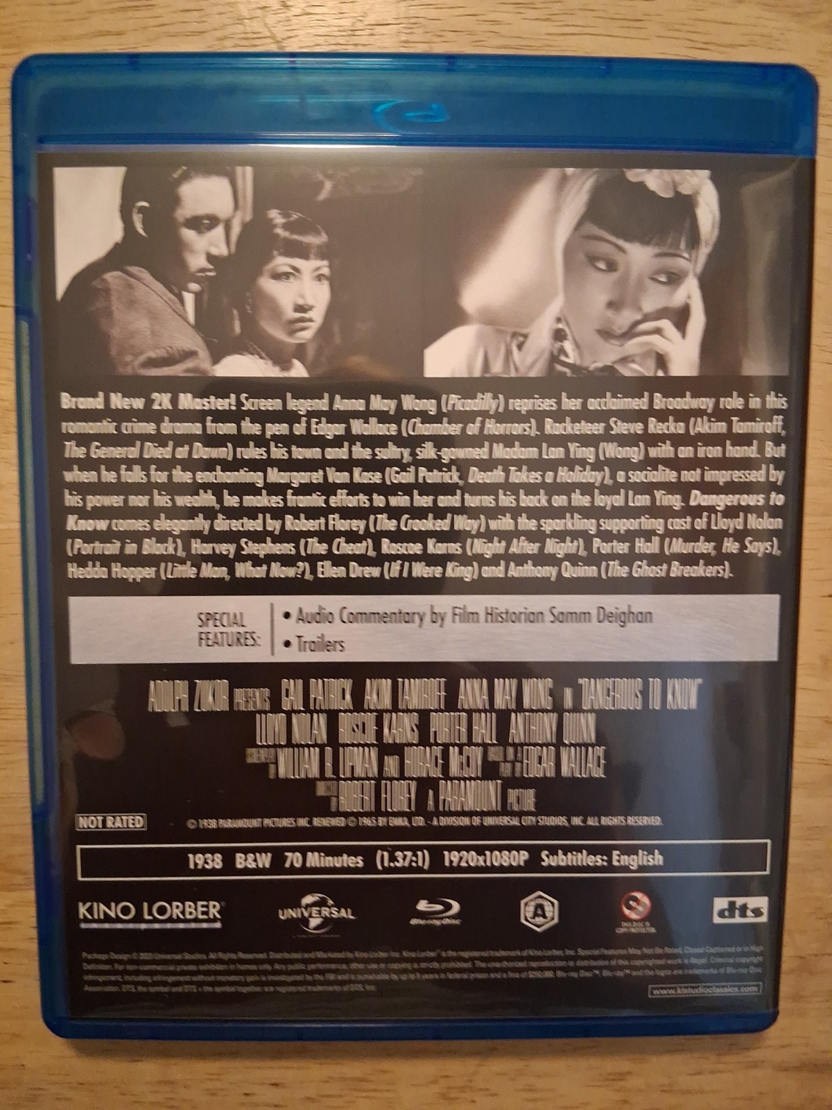 Dangerous to Know (Blu-ray, 1938, KINO LORBER) ANNA MAY WONG