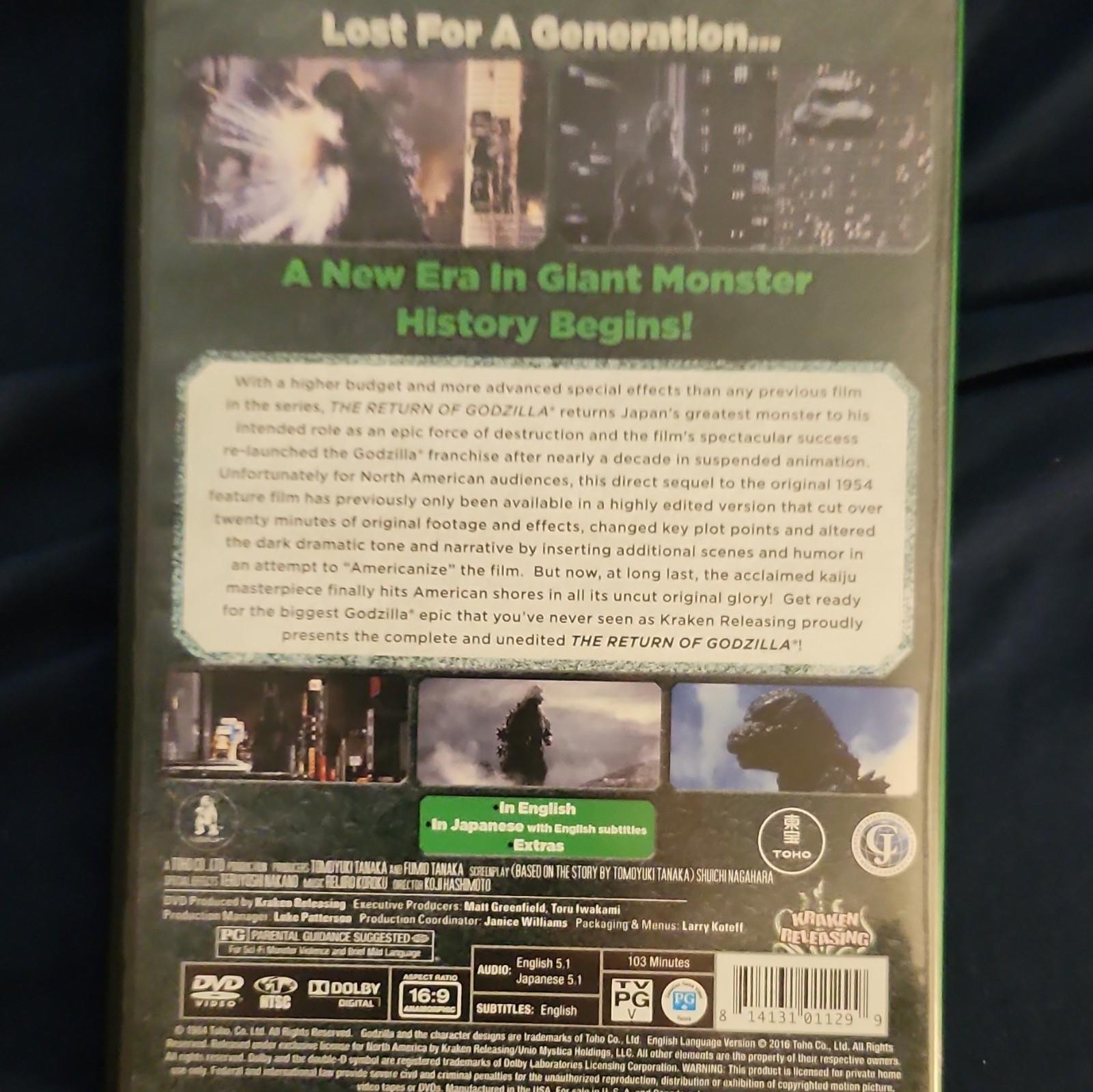 The Return of Godzilla DVD Widescreen 16:9 PG 103 min