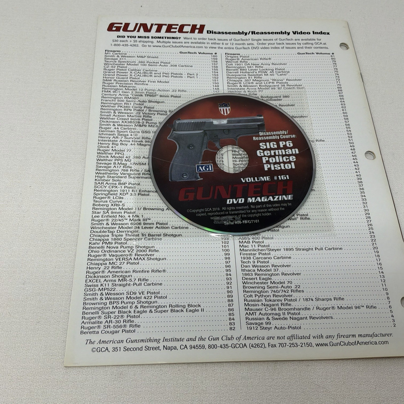 The GCA Connection Vol. 161 Guntech DVD Magazine SIG P6 PISTOL