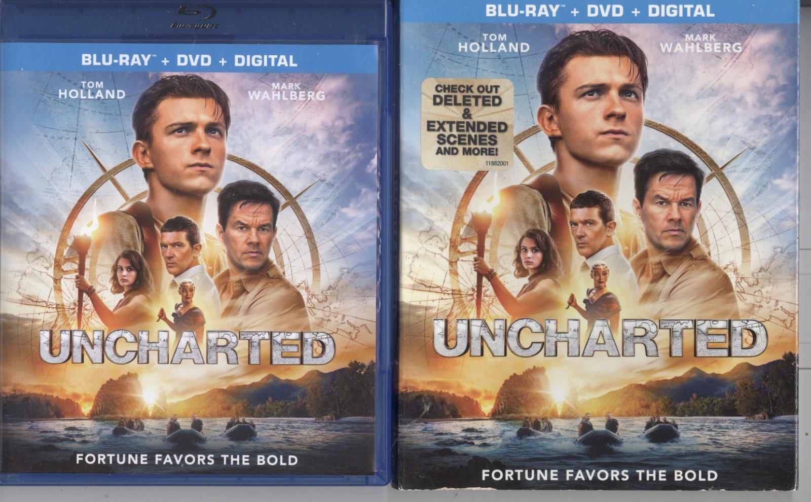 Uncharted (2022) R1 DVD + Blu-ray A + Digital Mark Wahlberg Tom Holland Banderas