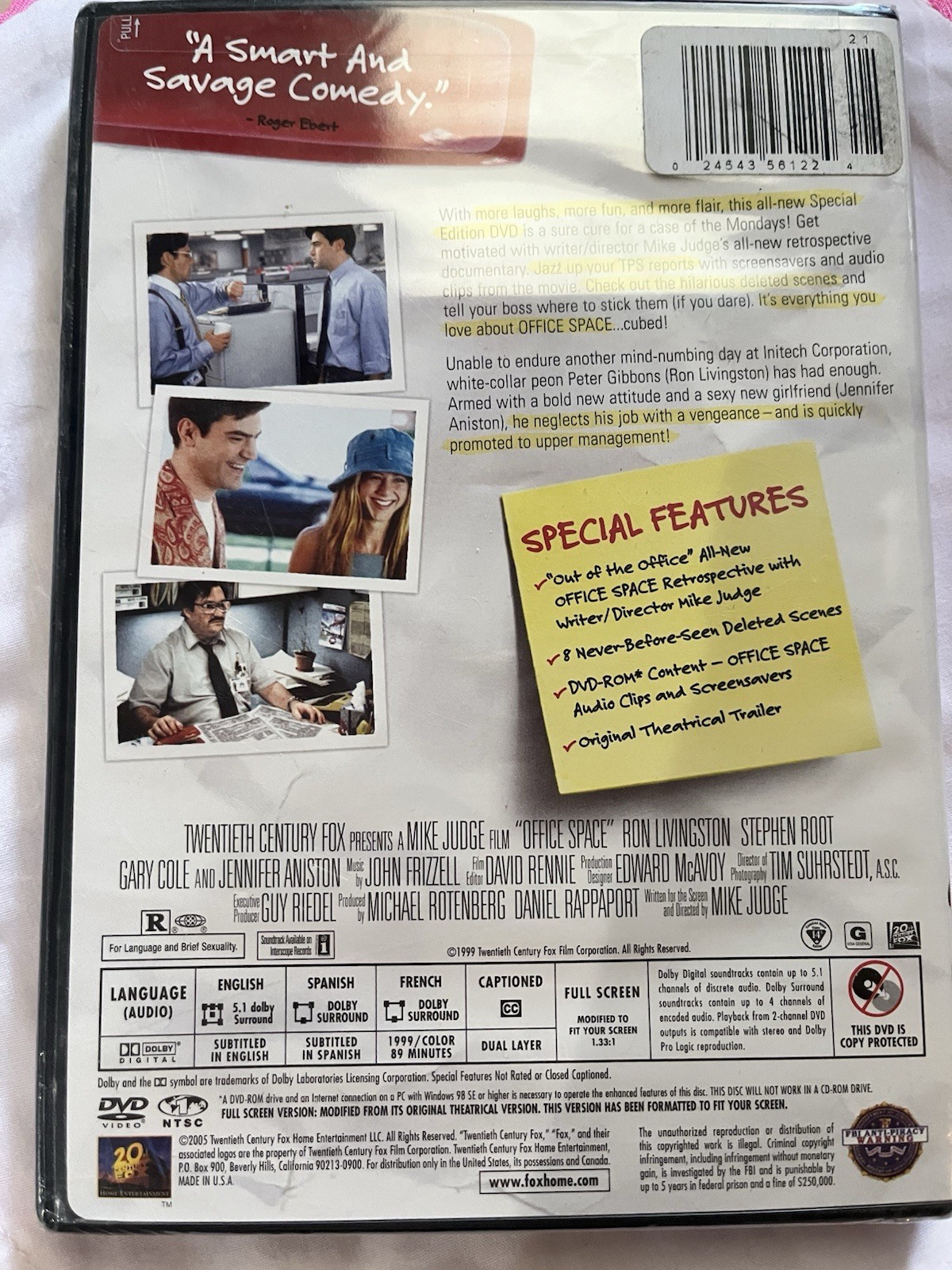 20th Century Fox Office Space DVD 1999 R Special Ed Full Screen 89min