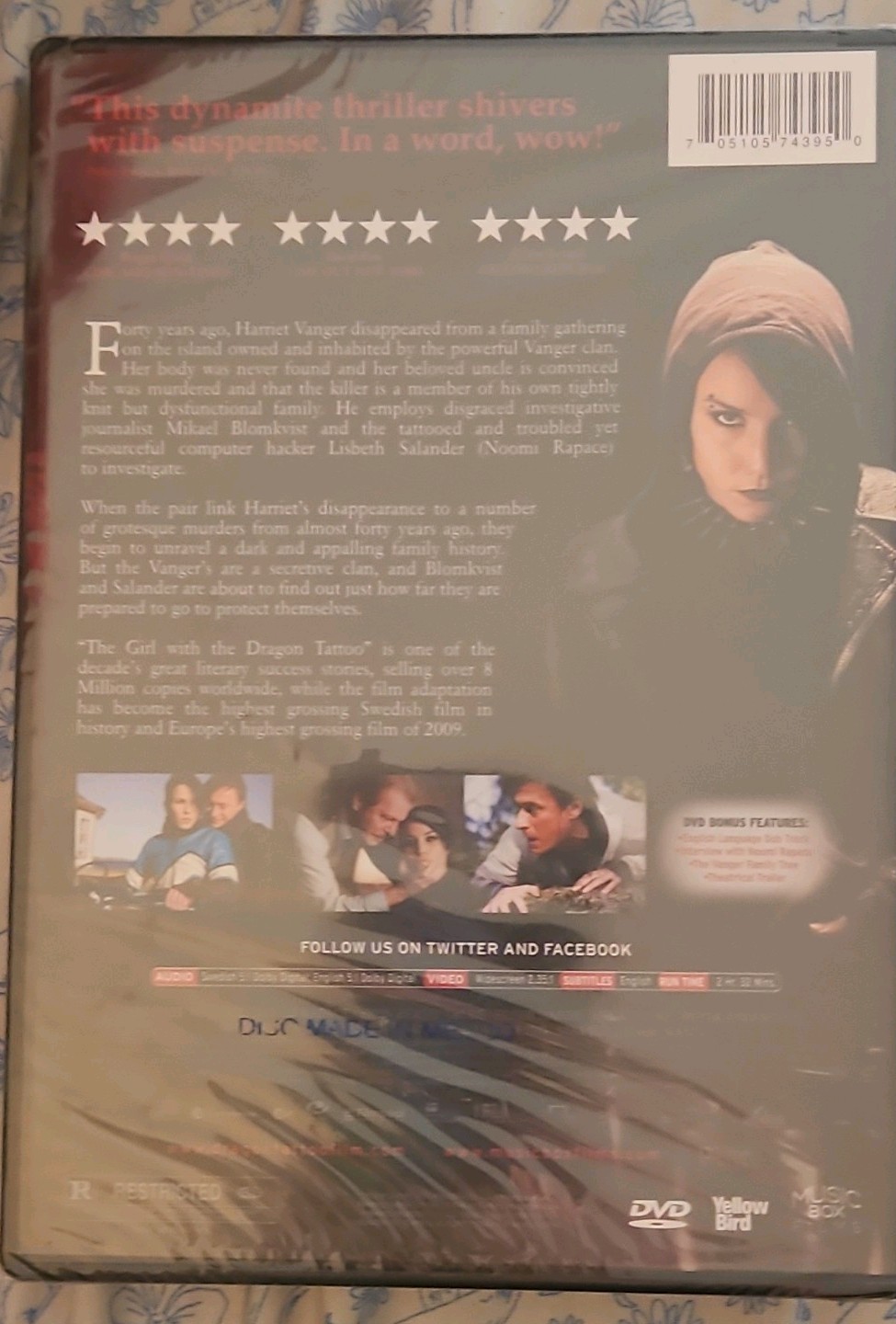 Music Box Films The Girl with the Dragon Tattoo DVD Noomi Rapace Widescreen