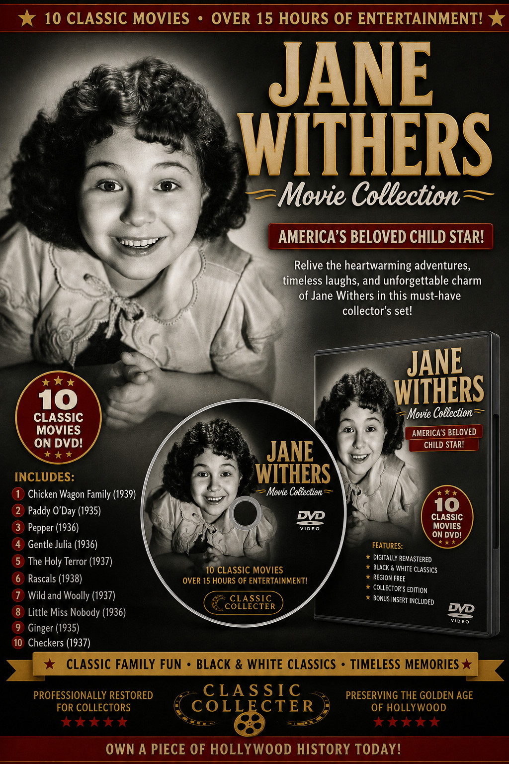 Jane Withers 10 Movie Collection Rare Classic Hollywood DVD Set