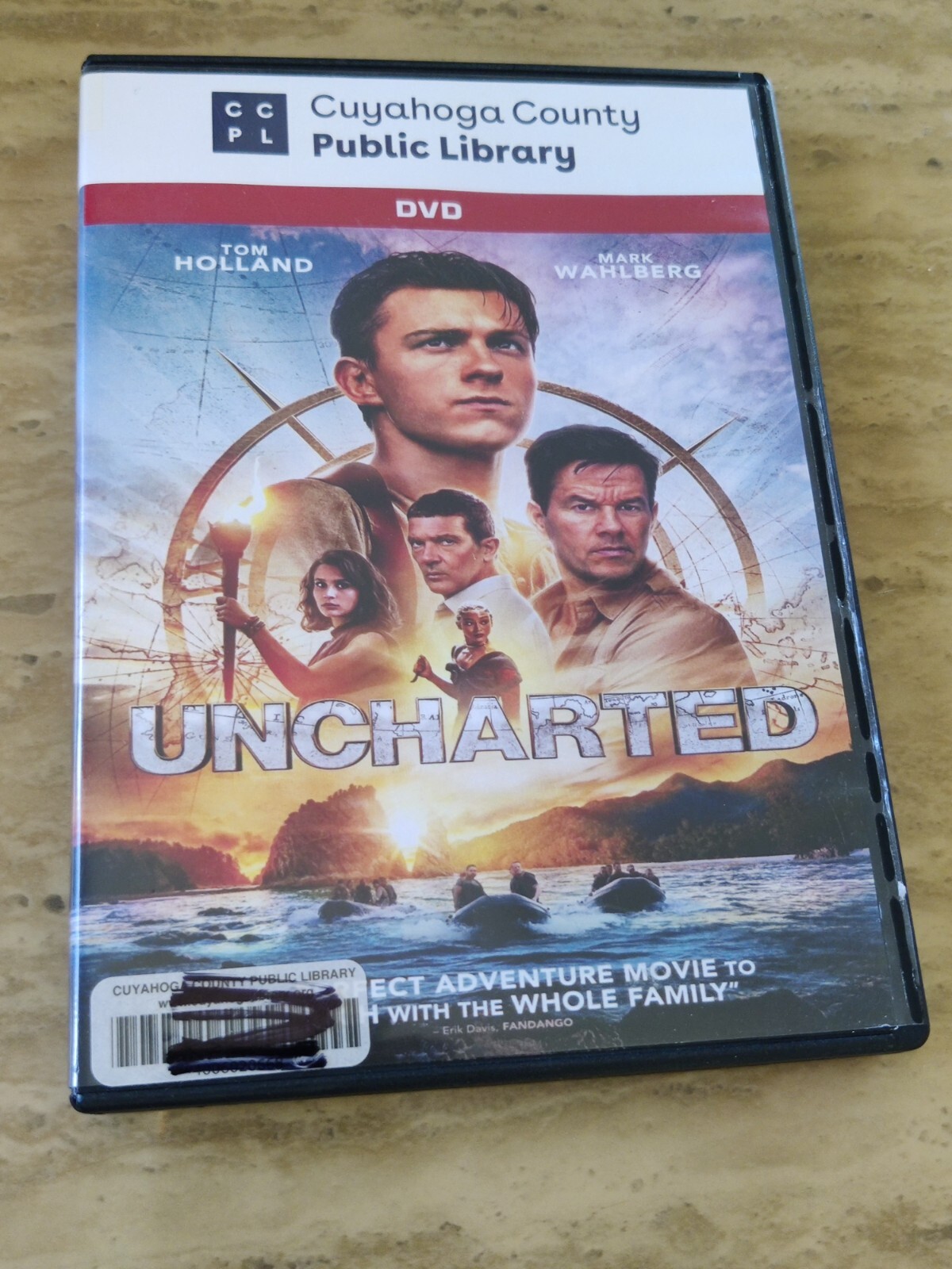 Uncharted (Ex Library DVD, 2022) Tom Holland, Mark Wahlberg