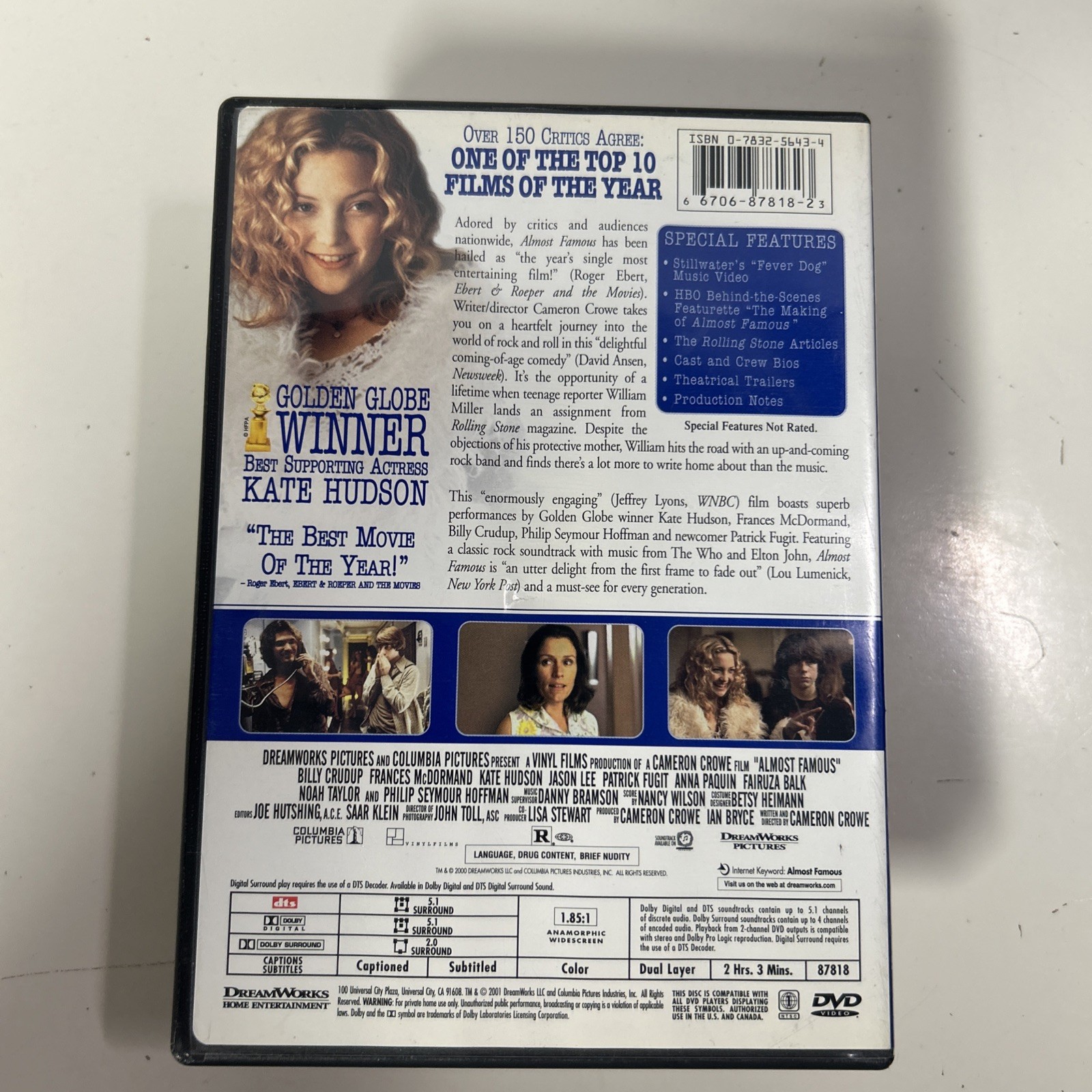 Almost Famous (2000) DreamWorks Ent. Widescreen DVD | Very Good