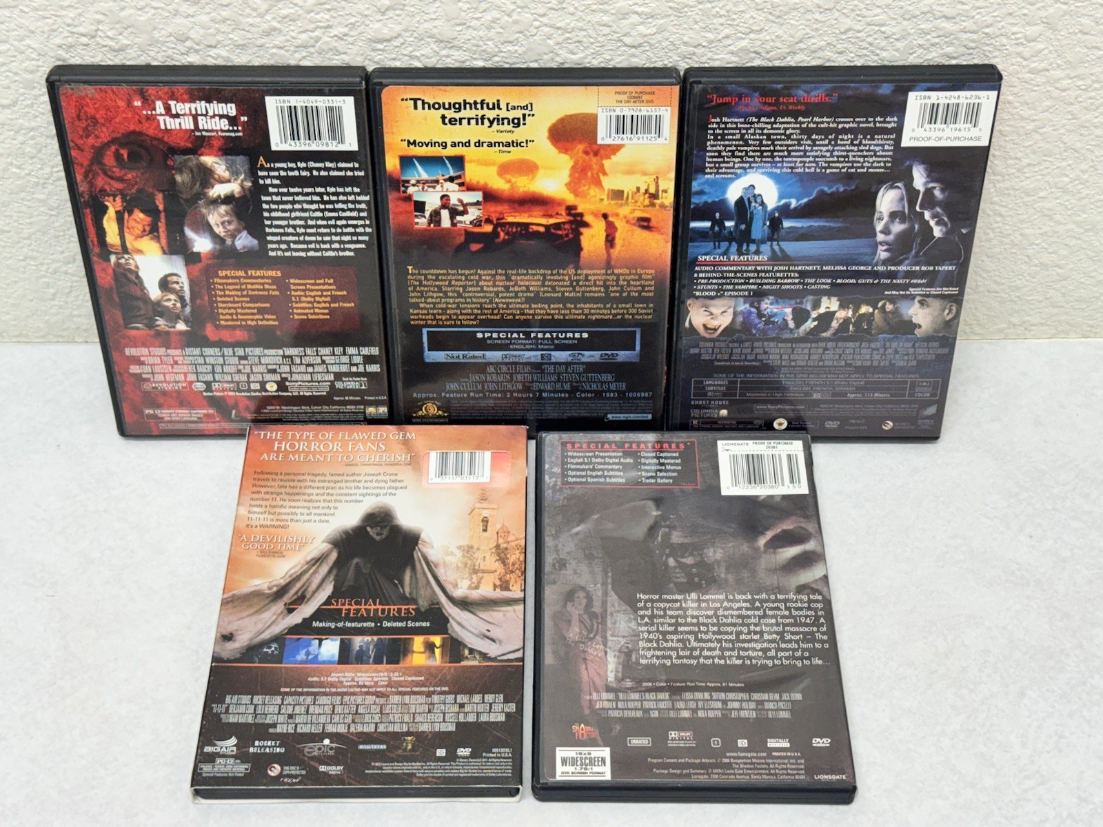 Horror DVD Lot of 5 30 Days of Night Darkness Falls 11-11-11 Black Dahlia