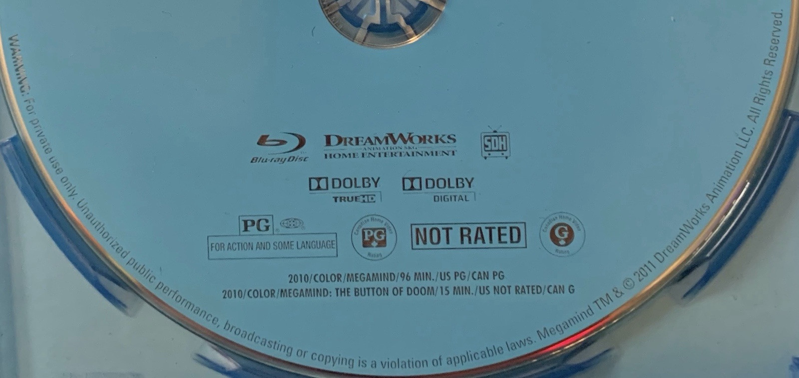 Megamind (Blu-ray/DVD Movie, 2011) VERY GOOD Dreamworks Animation SKG 2-Disc Set