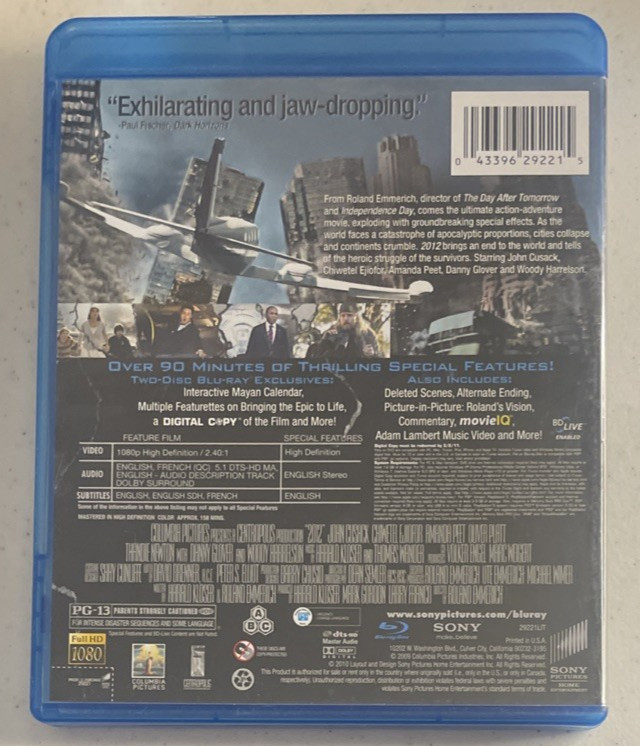 2012 Blu-ray DVD 3-Disc Special Edition John Cusack 2215