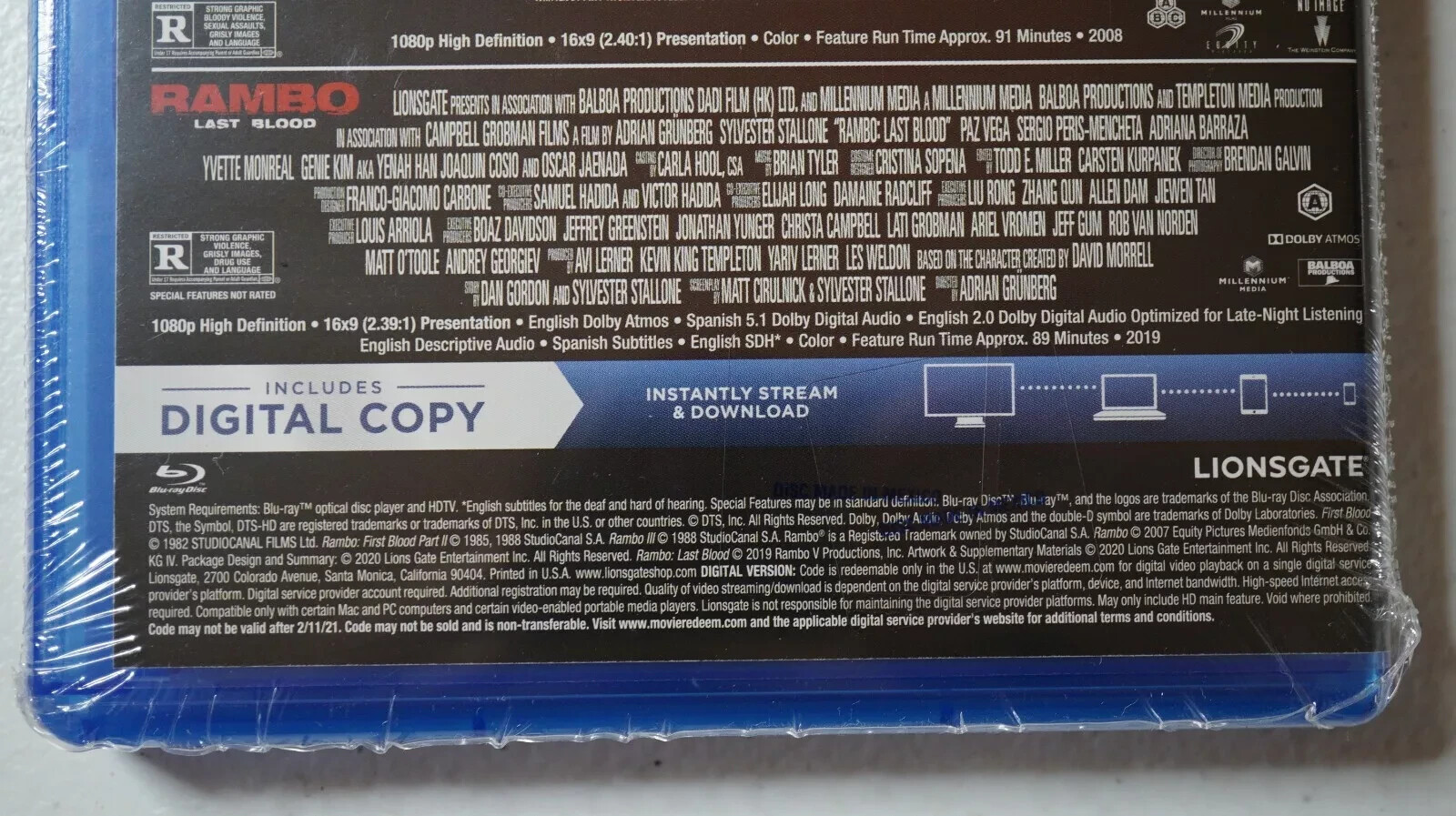 Rambo: 5-Film Complete Collection 1-5 (Blu-ray + Digital) *NEW/SEALED* FREE SHIP