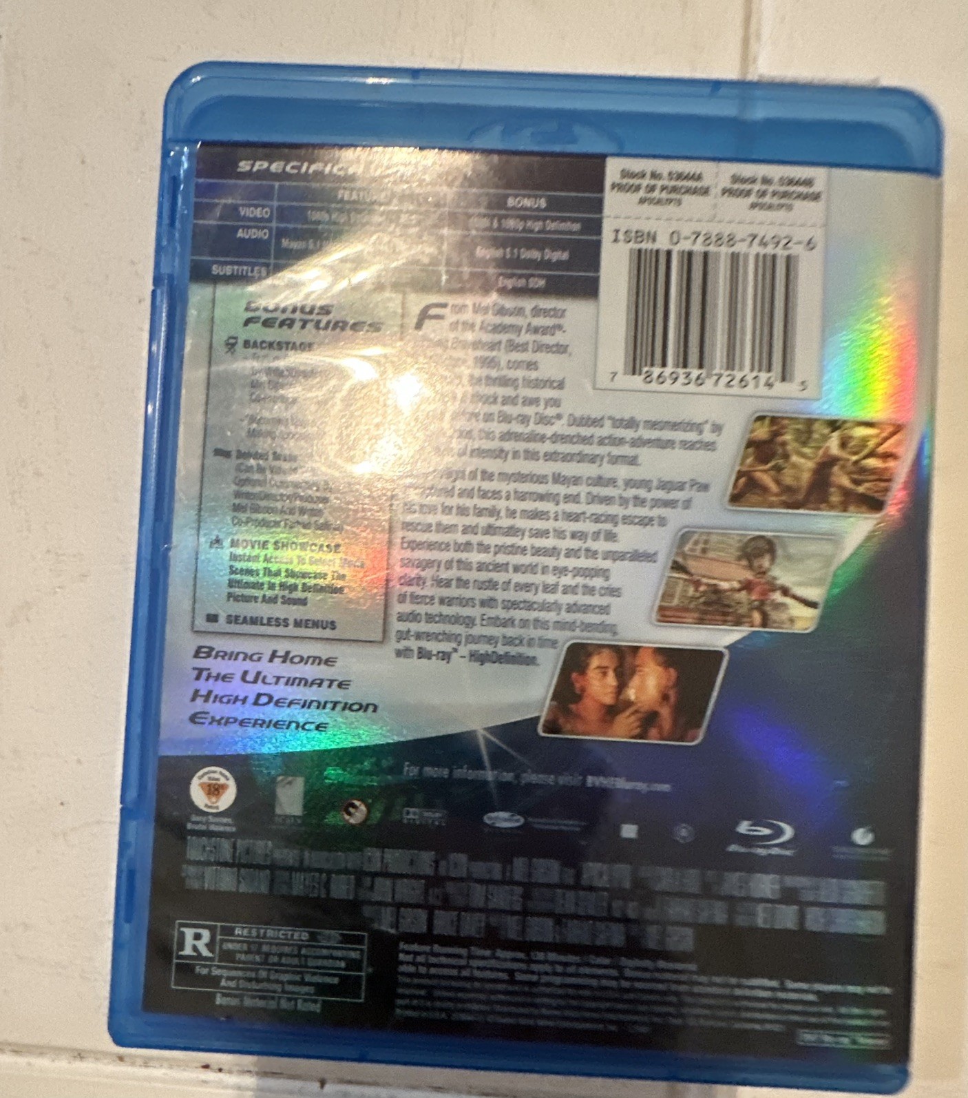 Apocalypto (Blu-ray Disc, 2007) Mel Gibson Rated R Touchstone