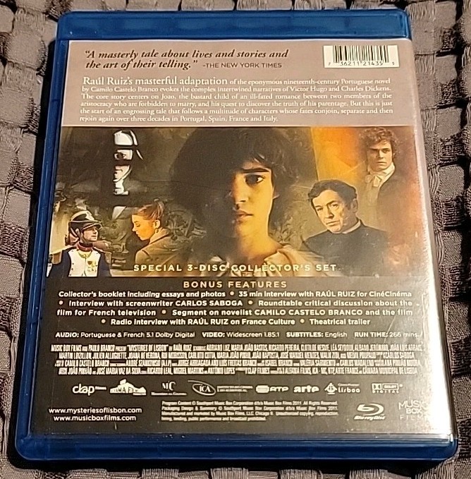 Mysteries of Lisbon (Blu-ray, 2010, 3-Disc Set) Music Box Films Raul Ruiz