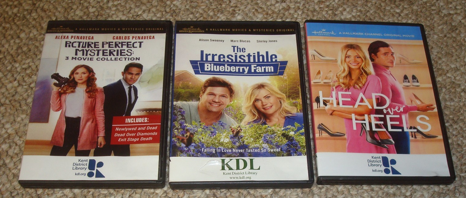 3 Hallmark DVDs. Irresistible Blueberry Farm, Head Over Heels & Picture Perfect