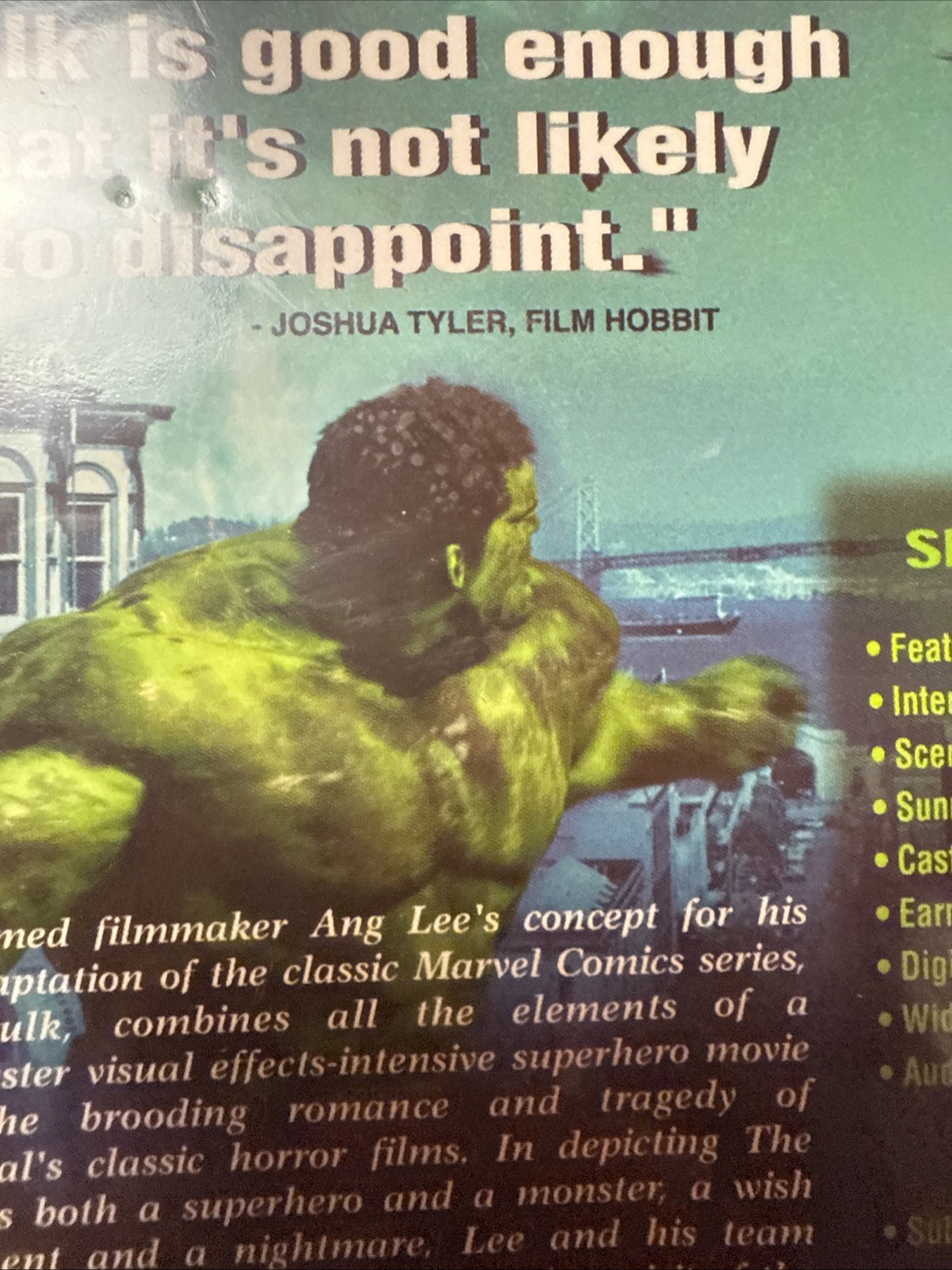Hulk 2003 Movie DVD Marvel DTS Version 1.85:1 Anamorphic Widescreen