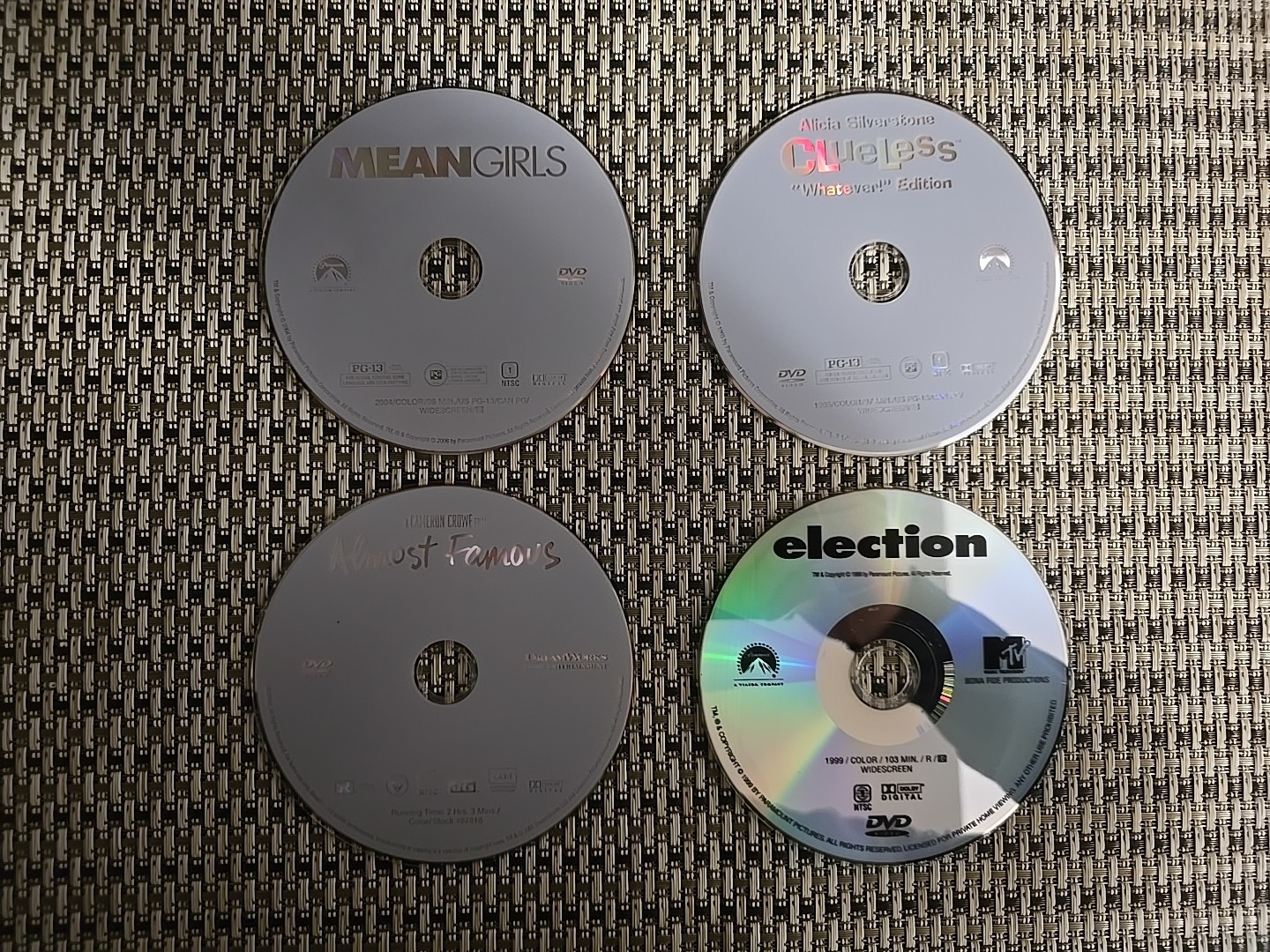 4 Film Favorites Coming of Age Films Mean Girls Clueless Almost Famous FREE SHIP