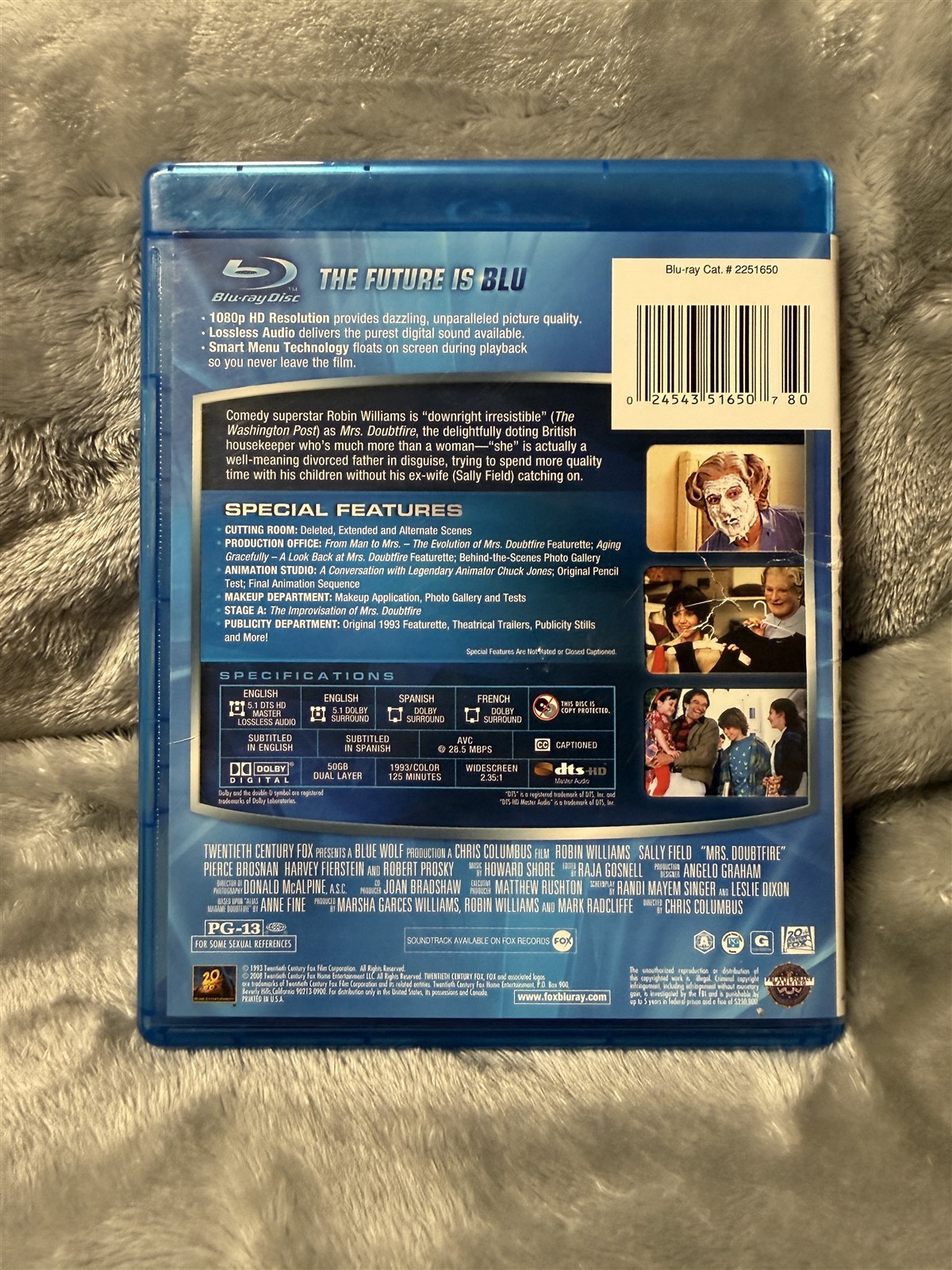 MRS DOUBTFIRE BLU-RAY ROBIN WILLIAMS SALLY FIELD