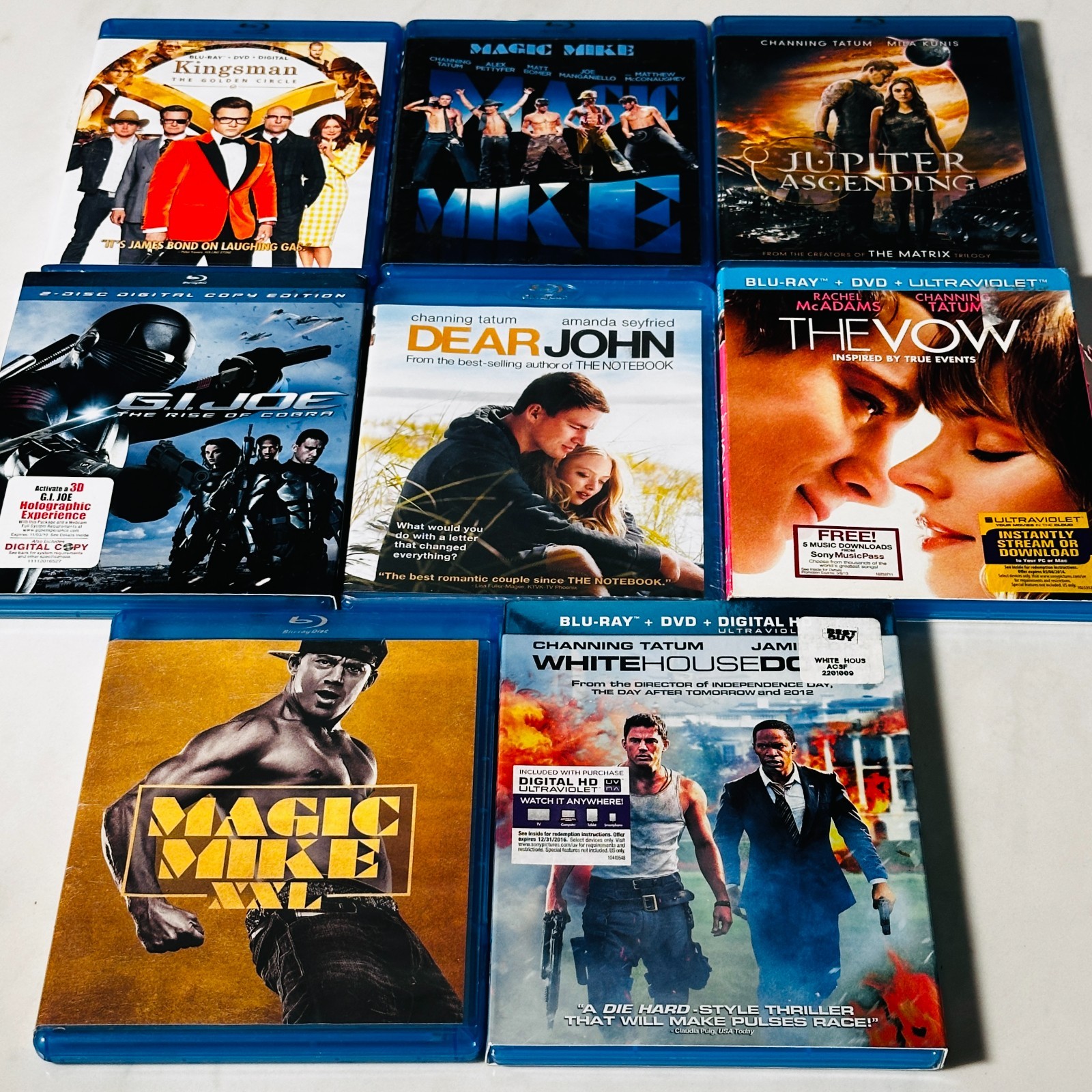 Channing Tatum Blu-ray Lot of 8 – Vow – Mike – Jupiter – John – Kingsman – Joe